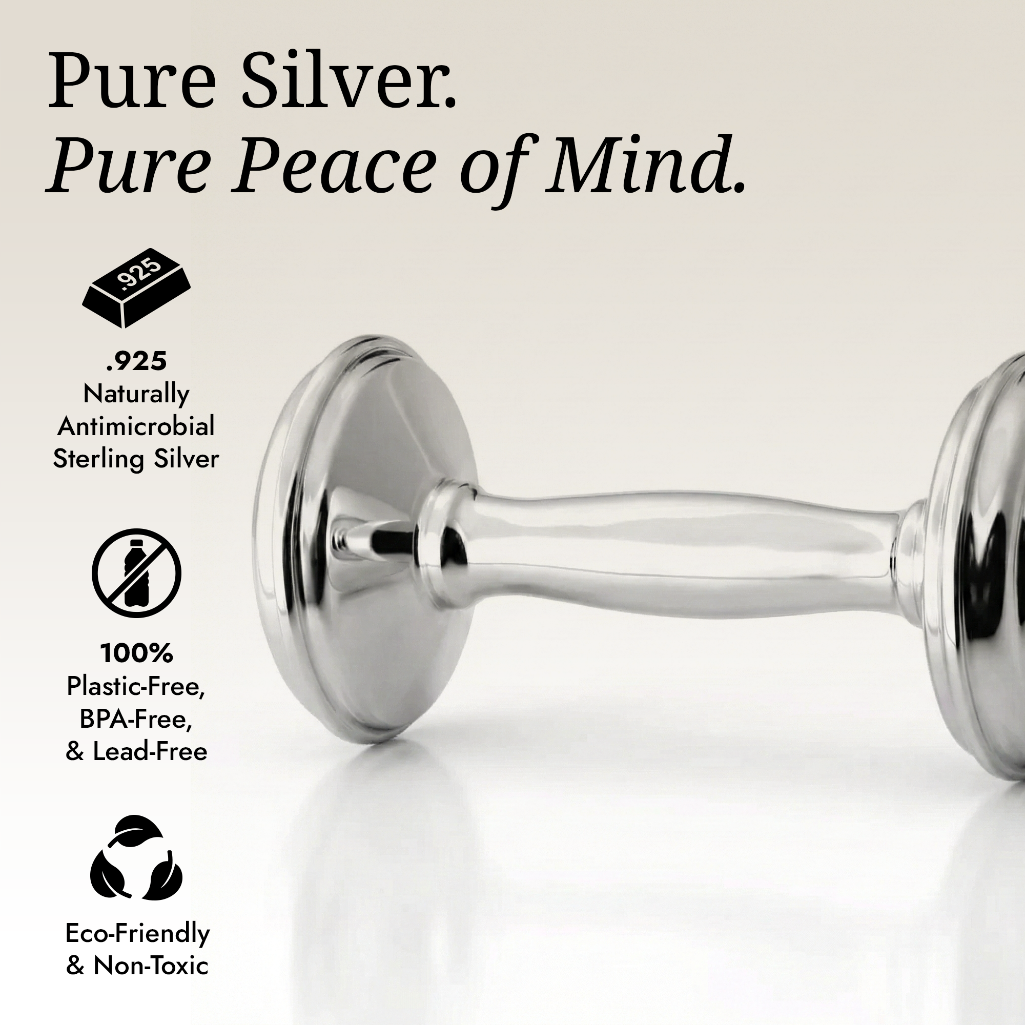 Krysaliis Sterling Silver Dumbbell Baby Rattle