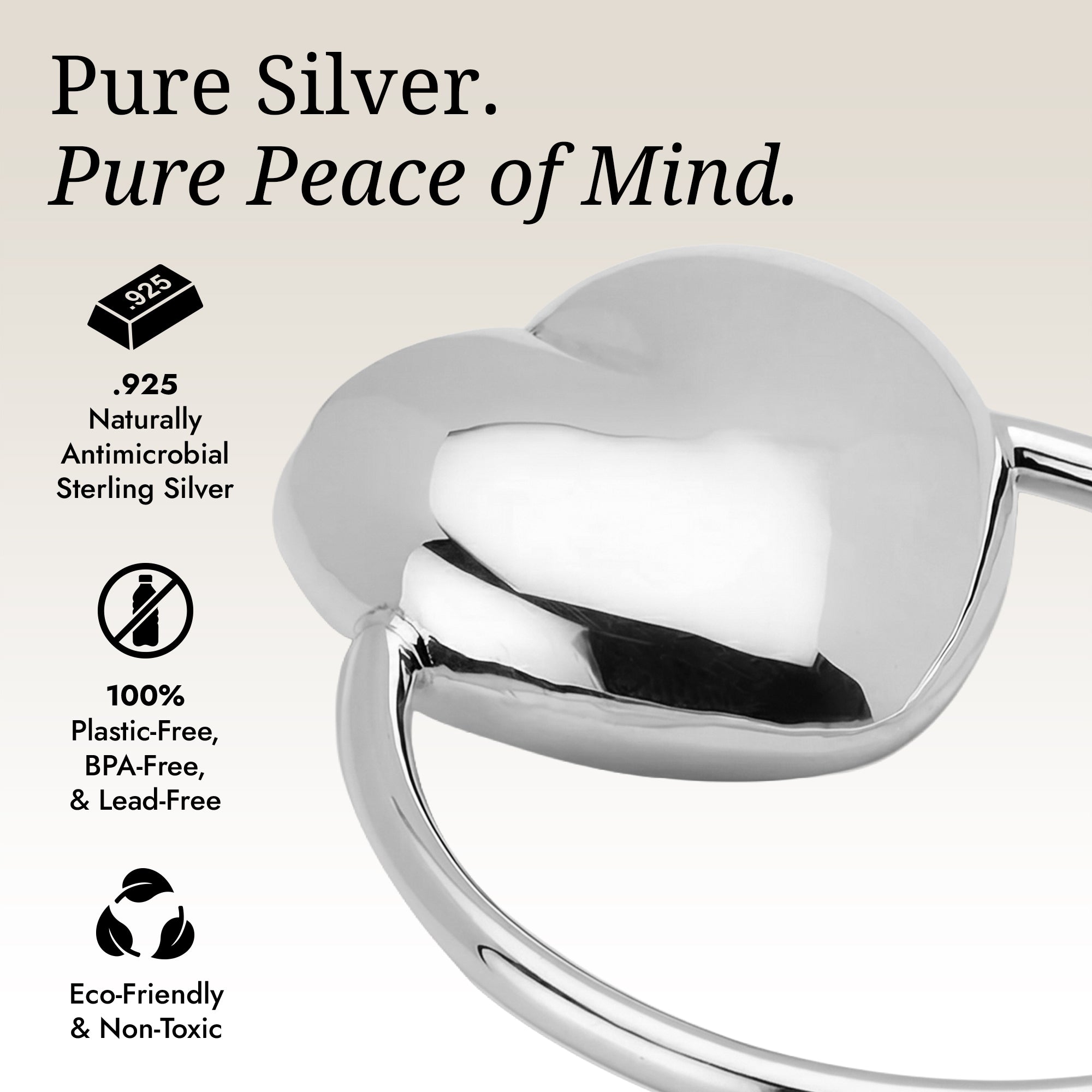Krysaliis Sterling Silver Baby Teether Rattle - Heart