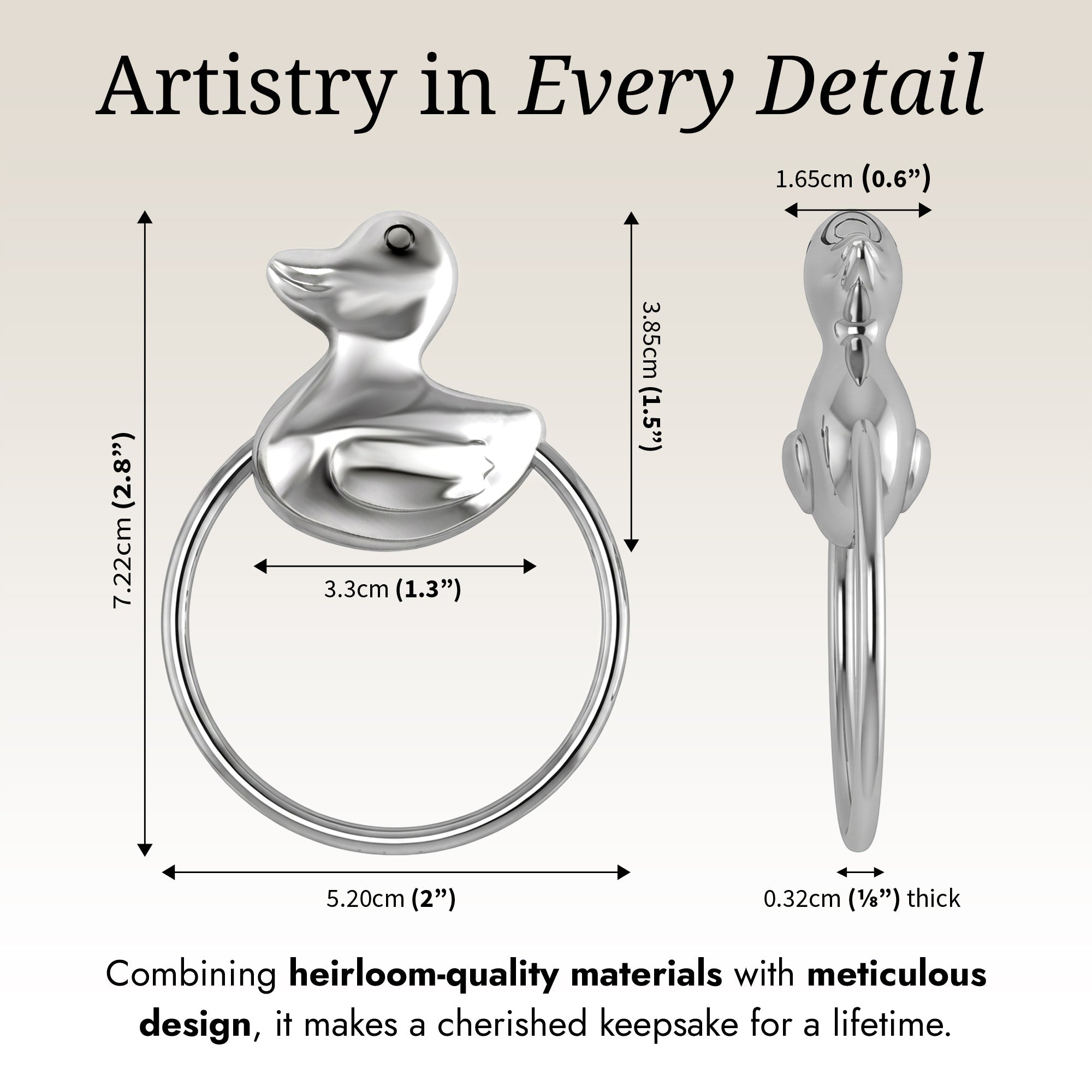 Krysaliis Sterling Silver Baby Rattle - Duck Ring