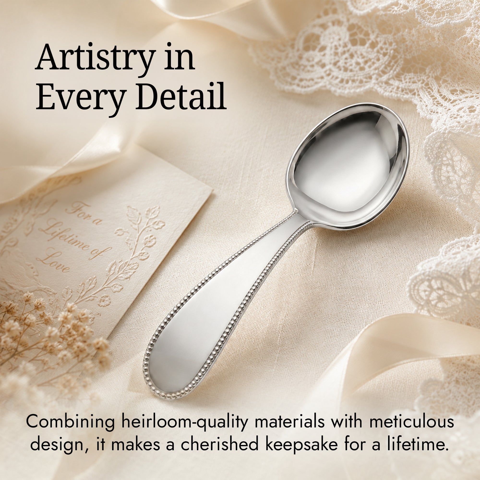 Beaded Baby Sterling Silver Feeding Spoon By Krysaliis