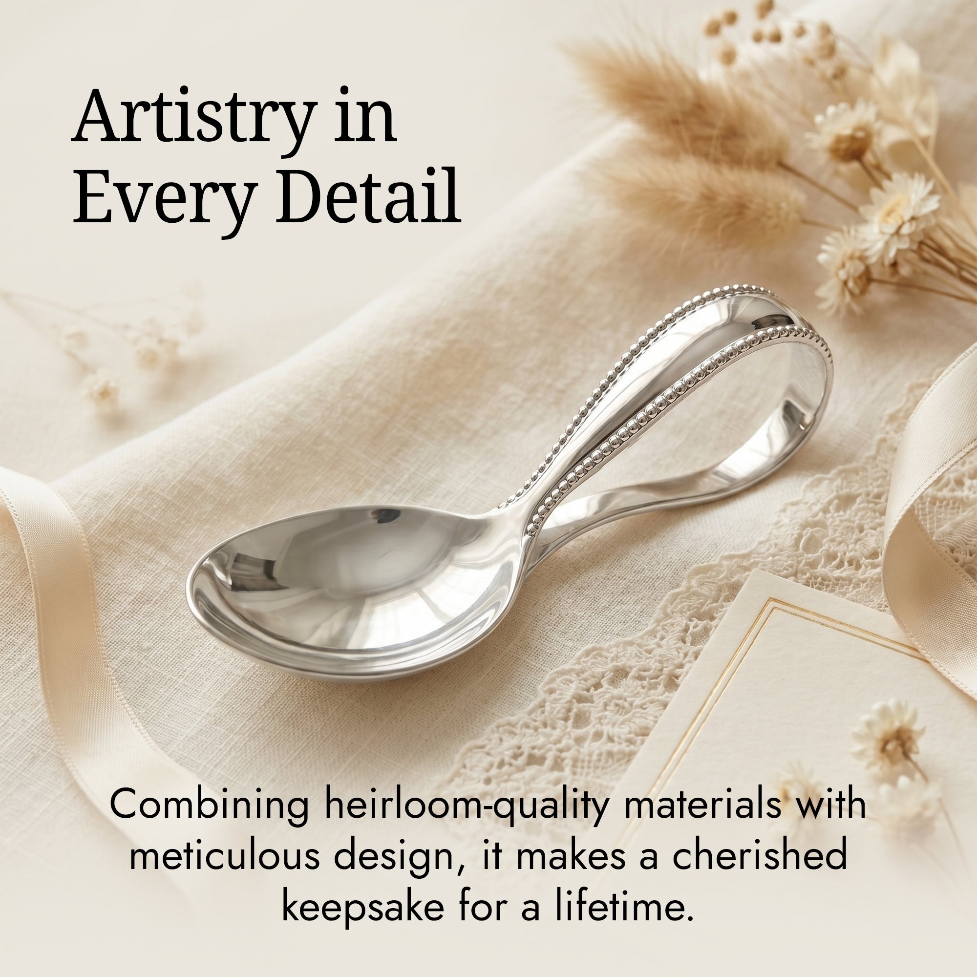 Beaded Loop Sterling Silver Baby Feeding Spoon By Krysaliis