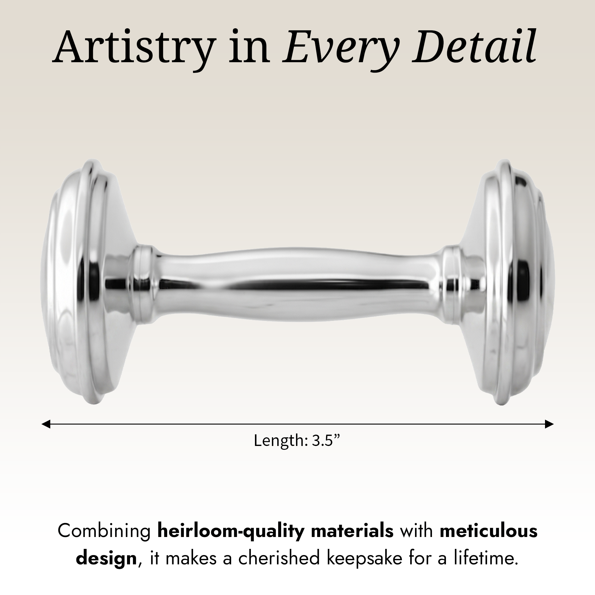 Krysaliis Sterling Silver Dumbbell Baby Rattle