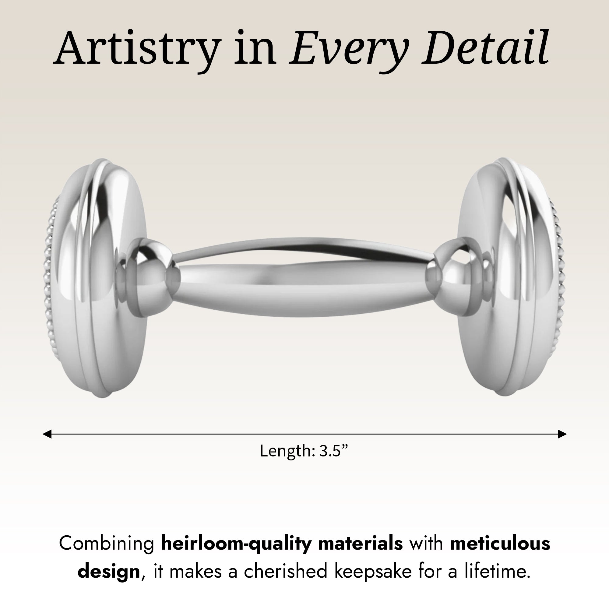Krysaliis Sterling Silver Dumbbell Rattle -  Beaded