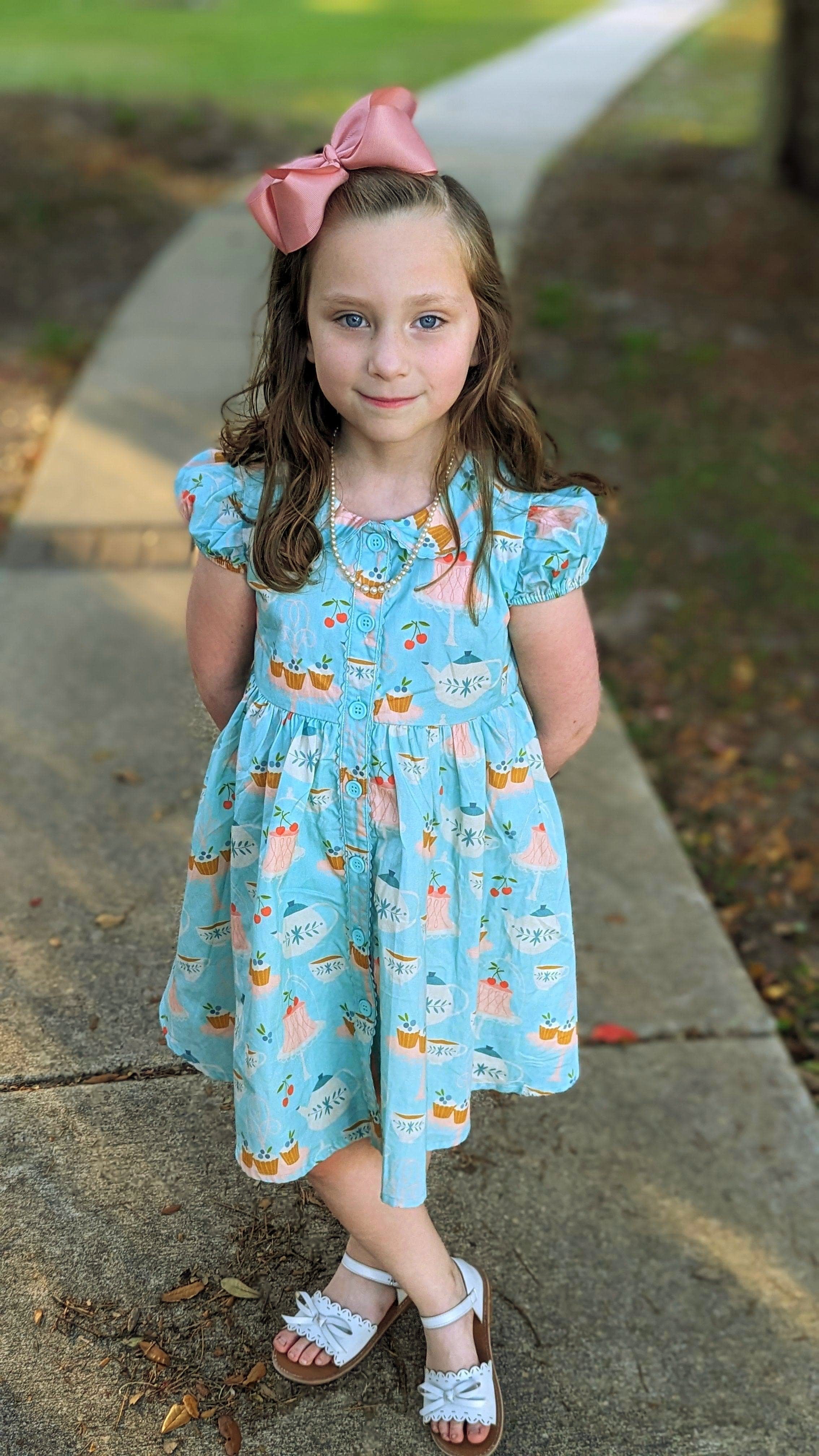 "high Tea" Vintage Nellie Dress W/ Hair Clip