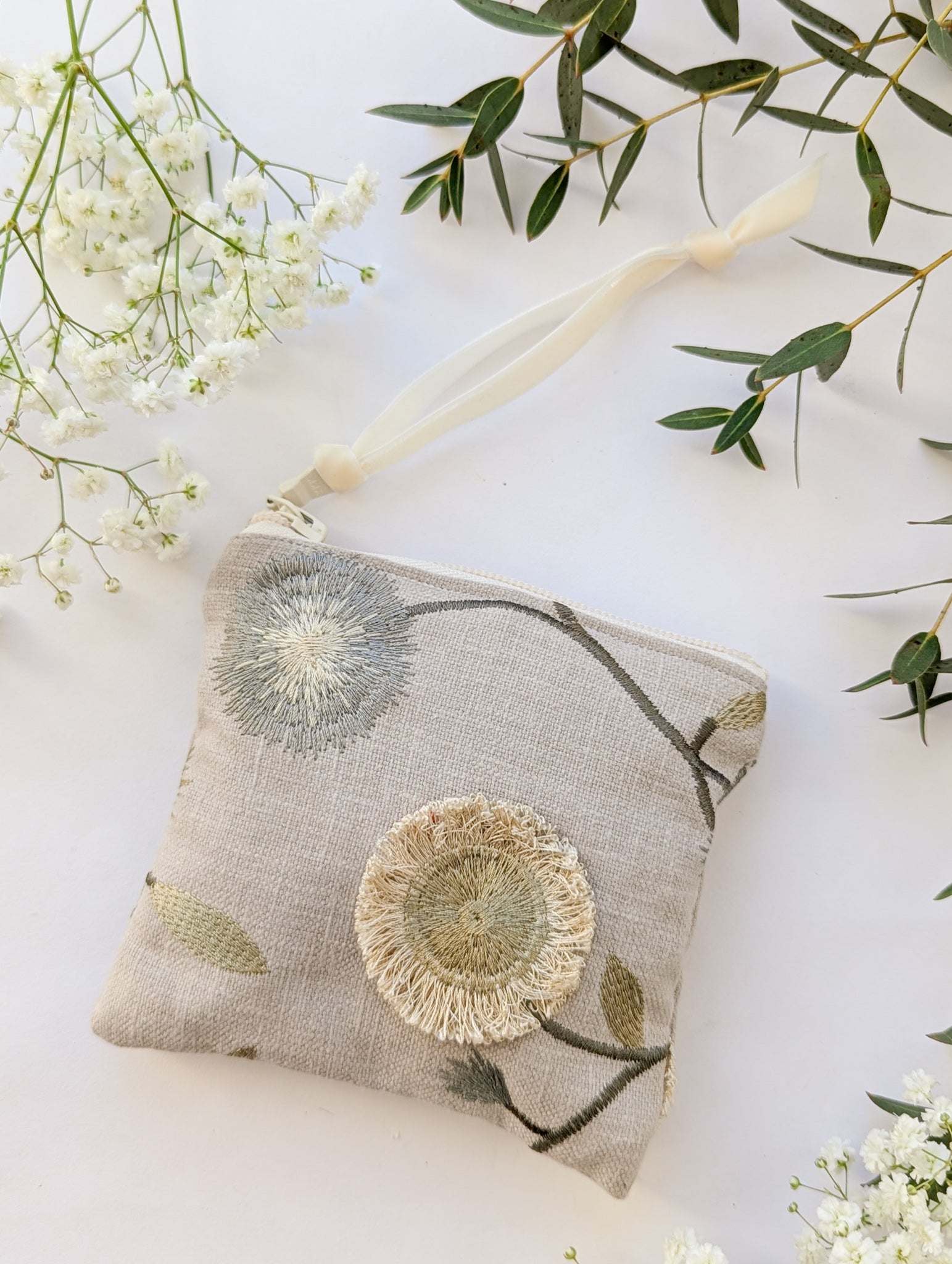 3d Flowers Embroidered Square Pouch