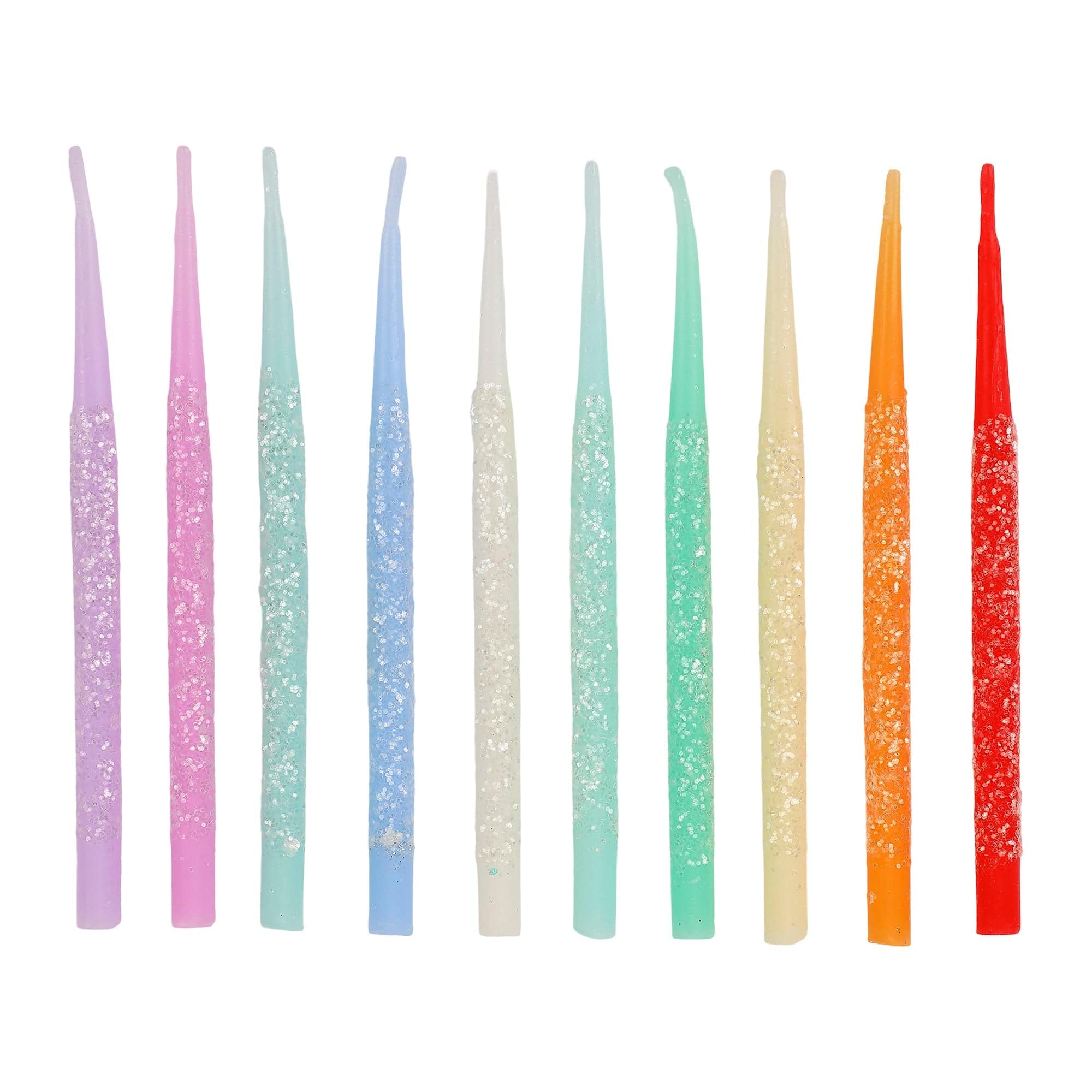 Rainbow Glitter Birthday Candles (set Of 10)