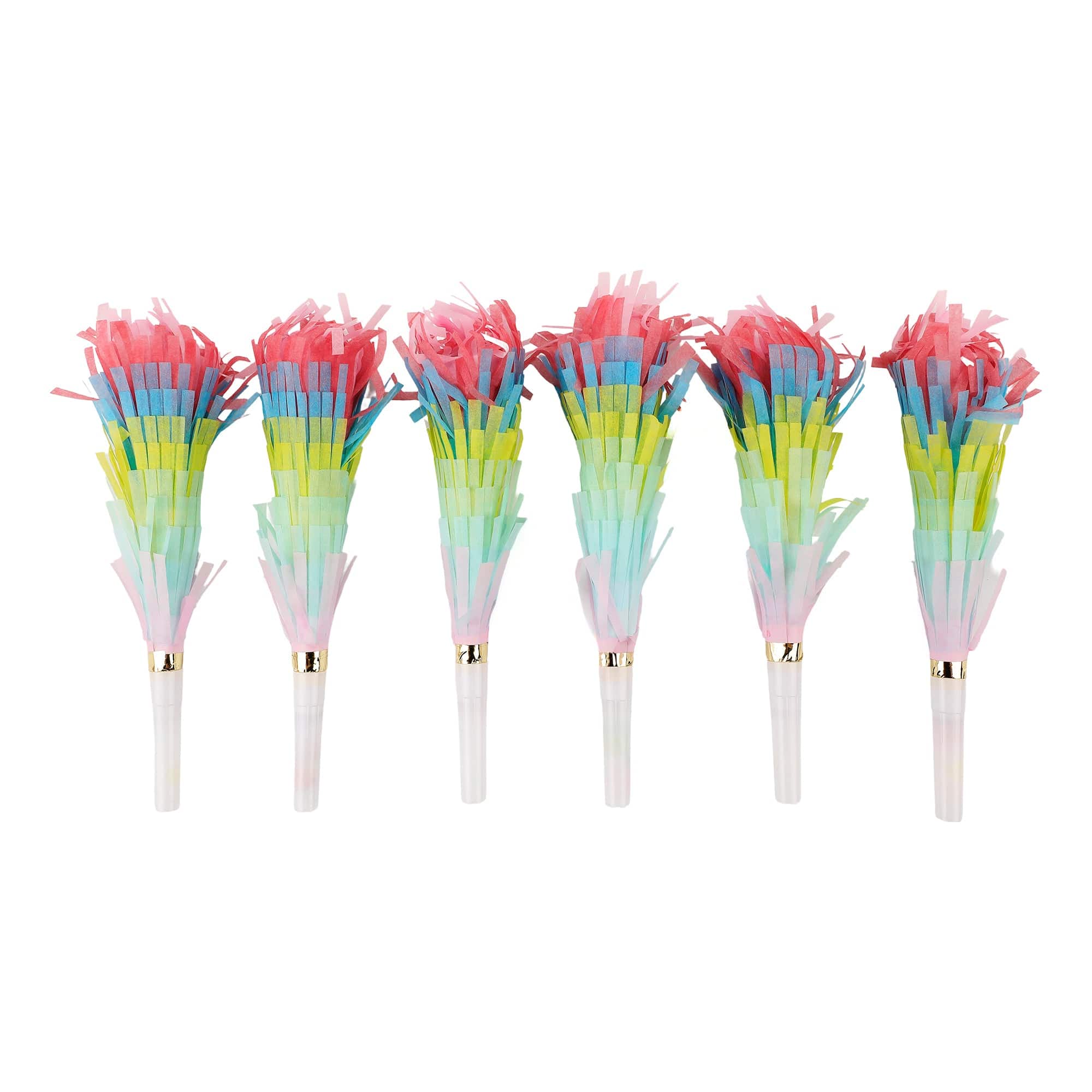 Confetti Burst Fringe Party Blowers (6 Count)