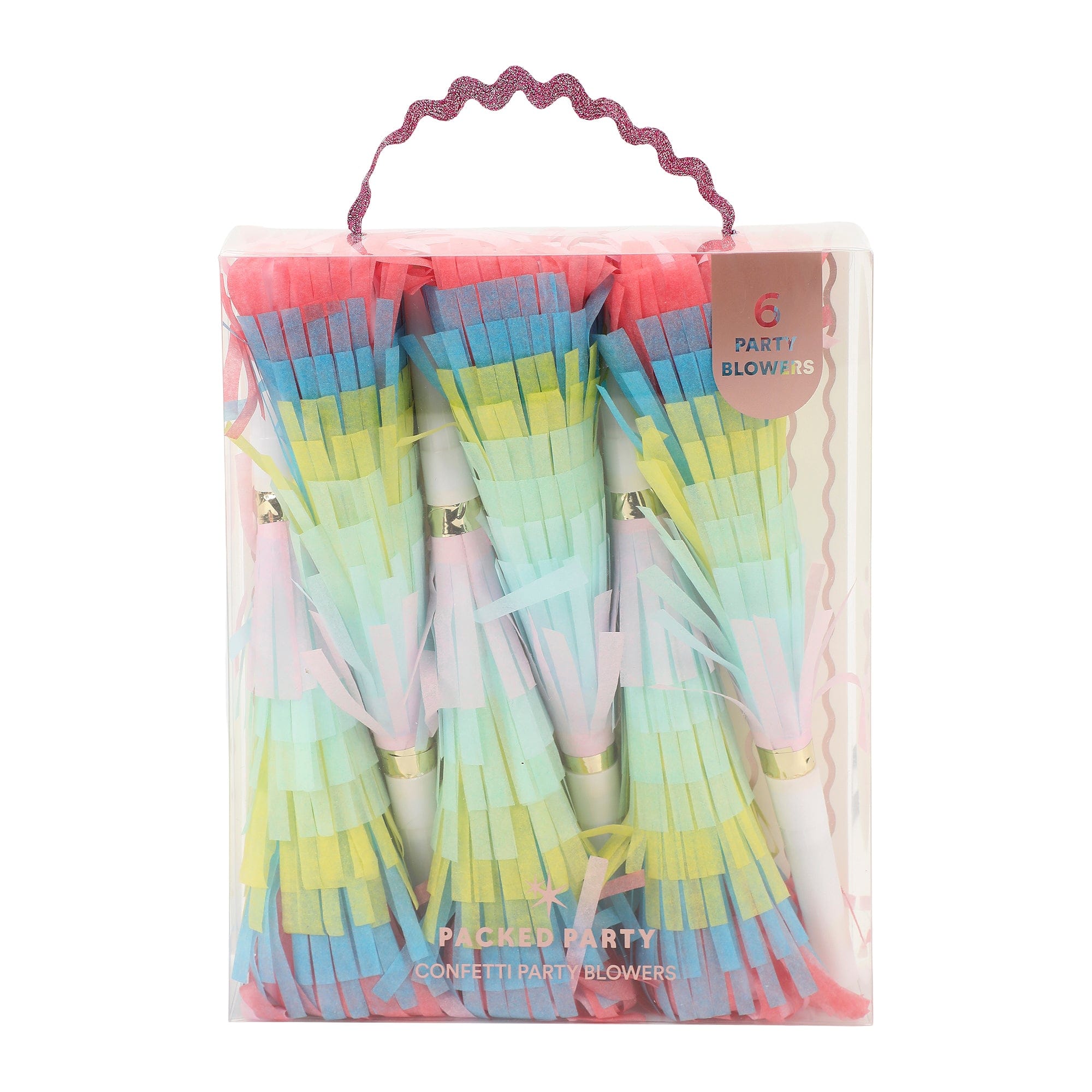 Confetti Burst Fringe Party Blowers (6 Count)