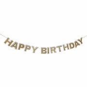 Happy Birthday Gold Shimmer Banner (reusable Garland)