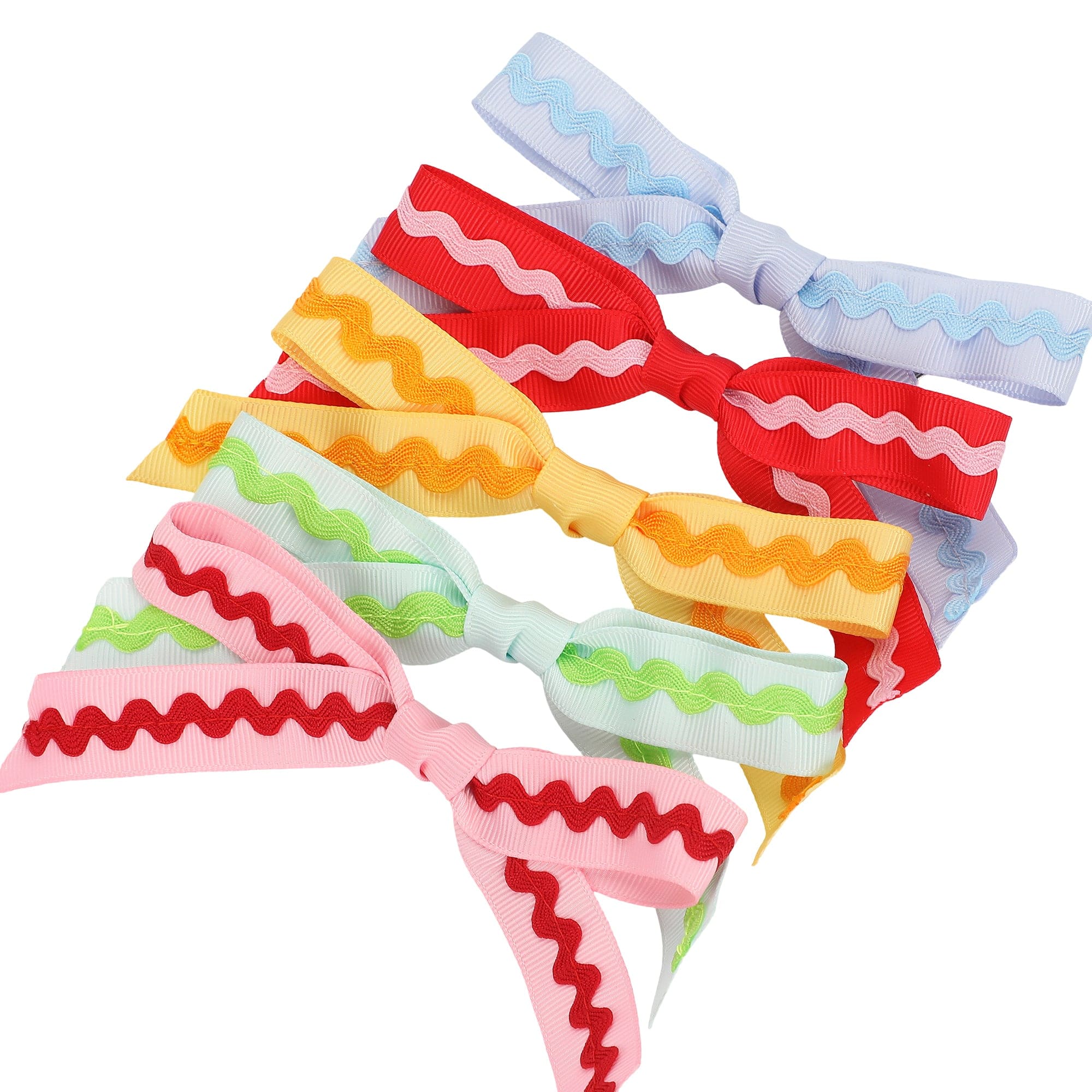 Multicolor Ric Rac Clip-on Bow Set (5 Count)