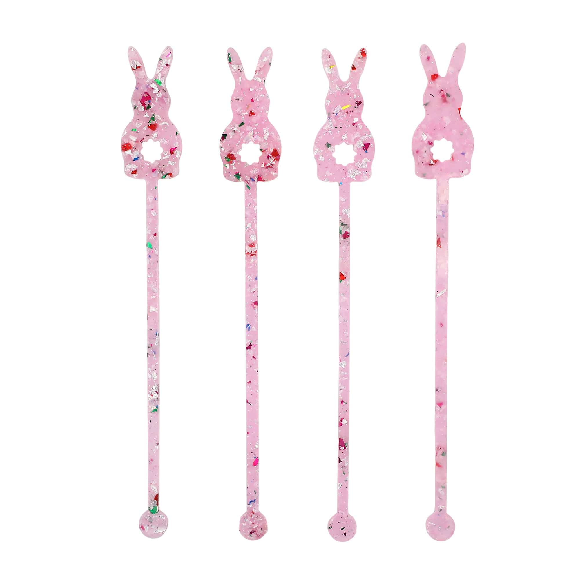 Confetti Bunny Acrylic Drink Stirrers (4 Ct)