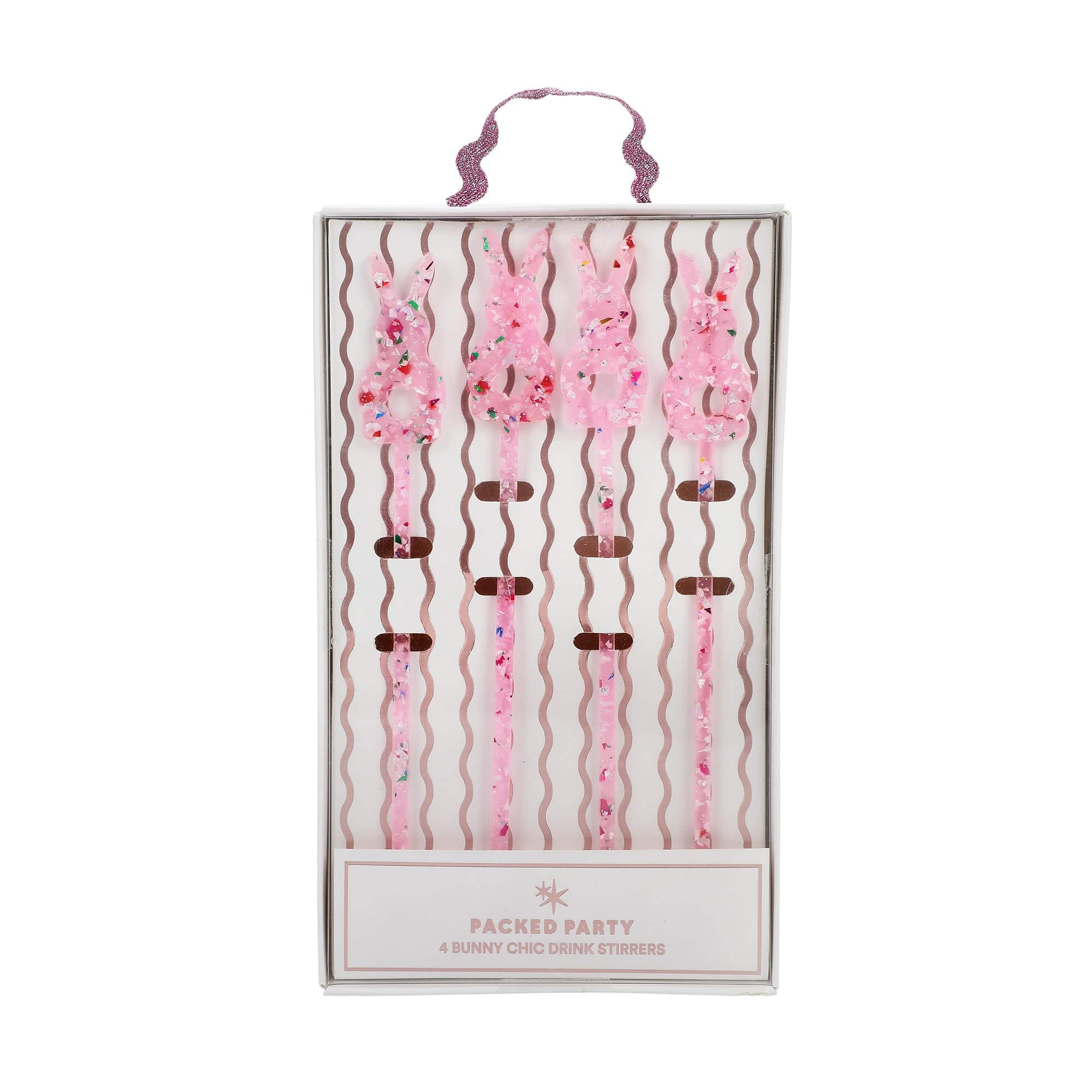 Confetti Bunny Acrylic Drink Stirrers (4 Ct)