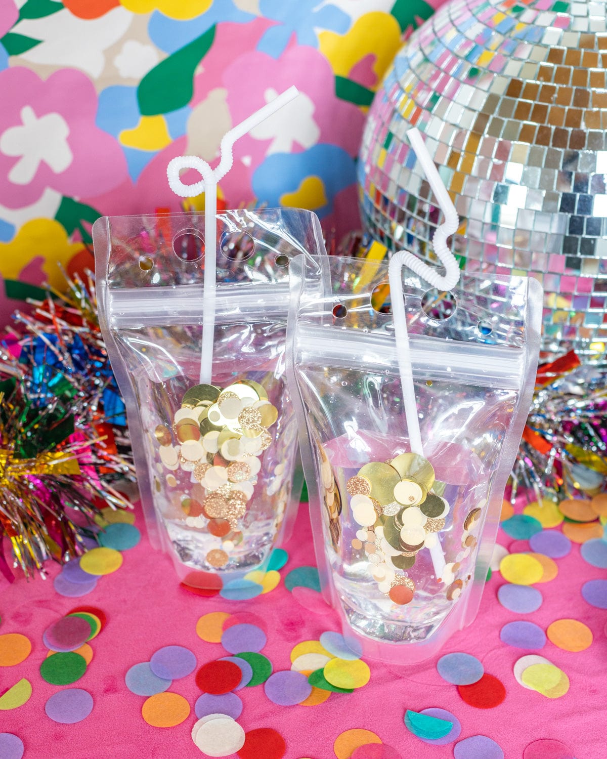 Gold Confetti Drink Pouch Set (set Of 8 Or 16)