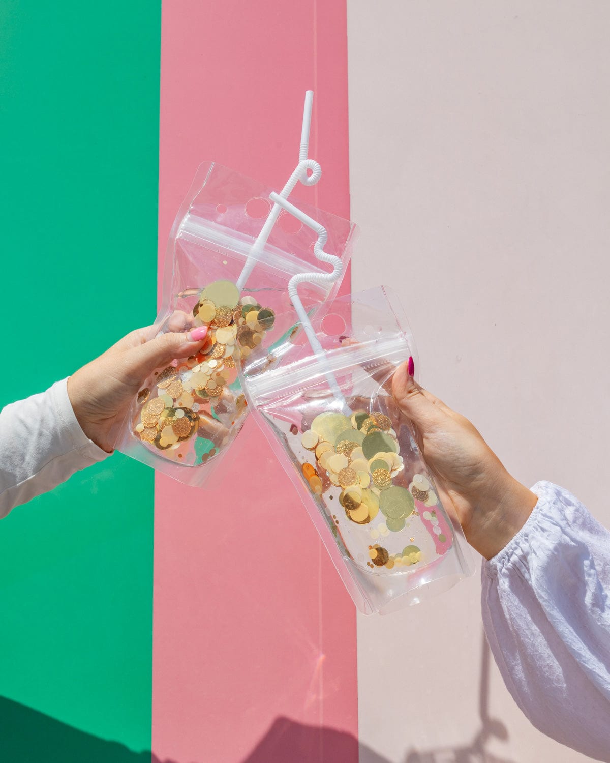 Gold Confetti Drink Pouch Set (set Of 8 Or 16)