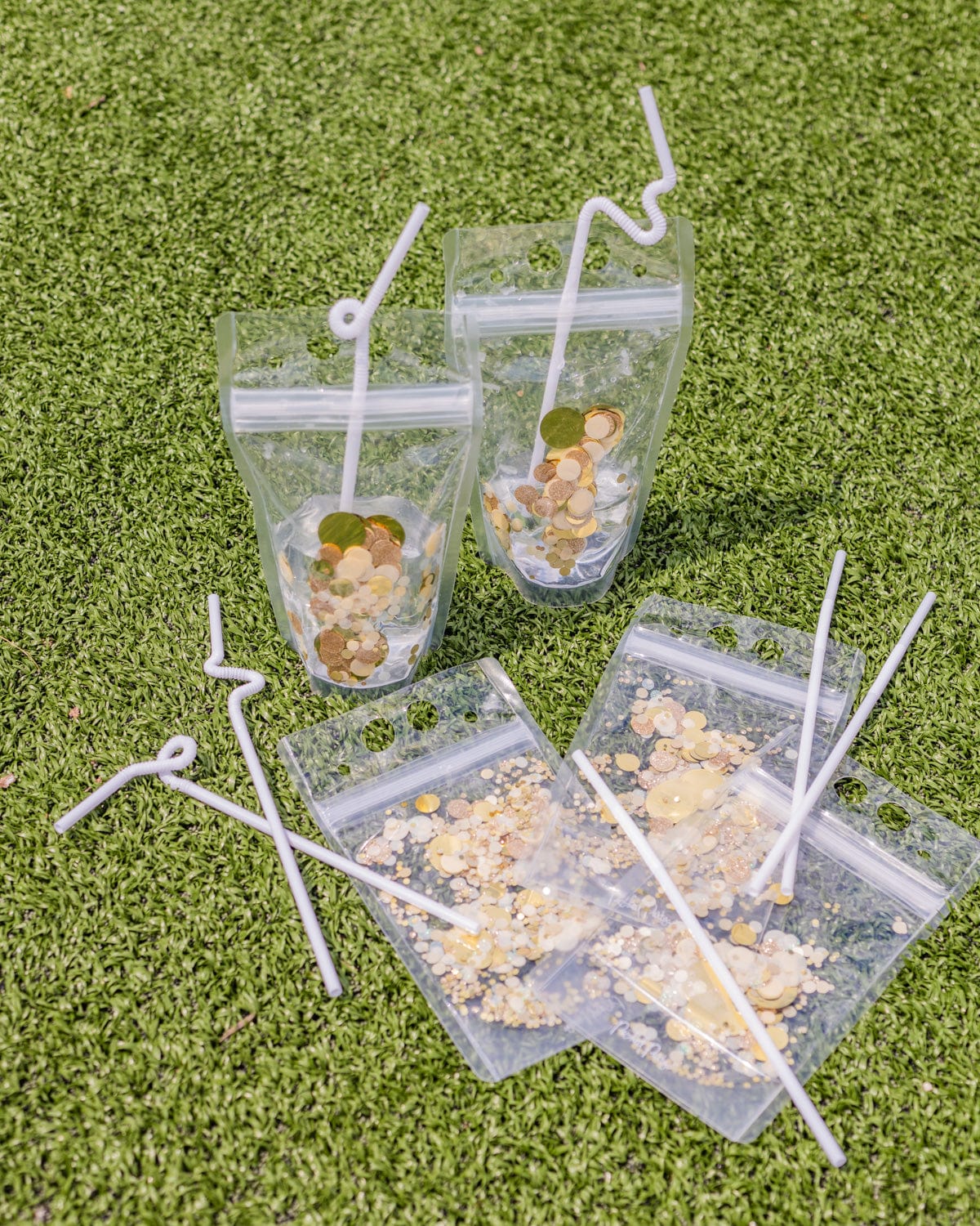 Gold Confetti Drink Pouch Set (set Of 8 Or 16)