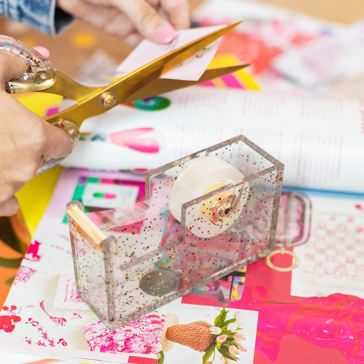 Confetti Injected Acrylic Tape Dispenser