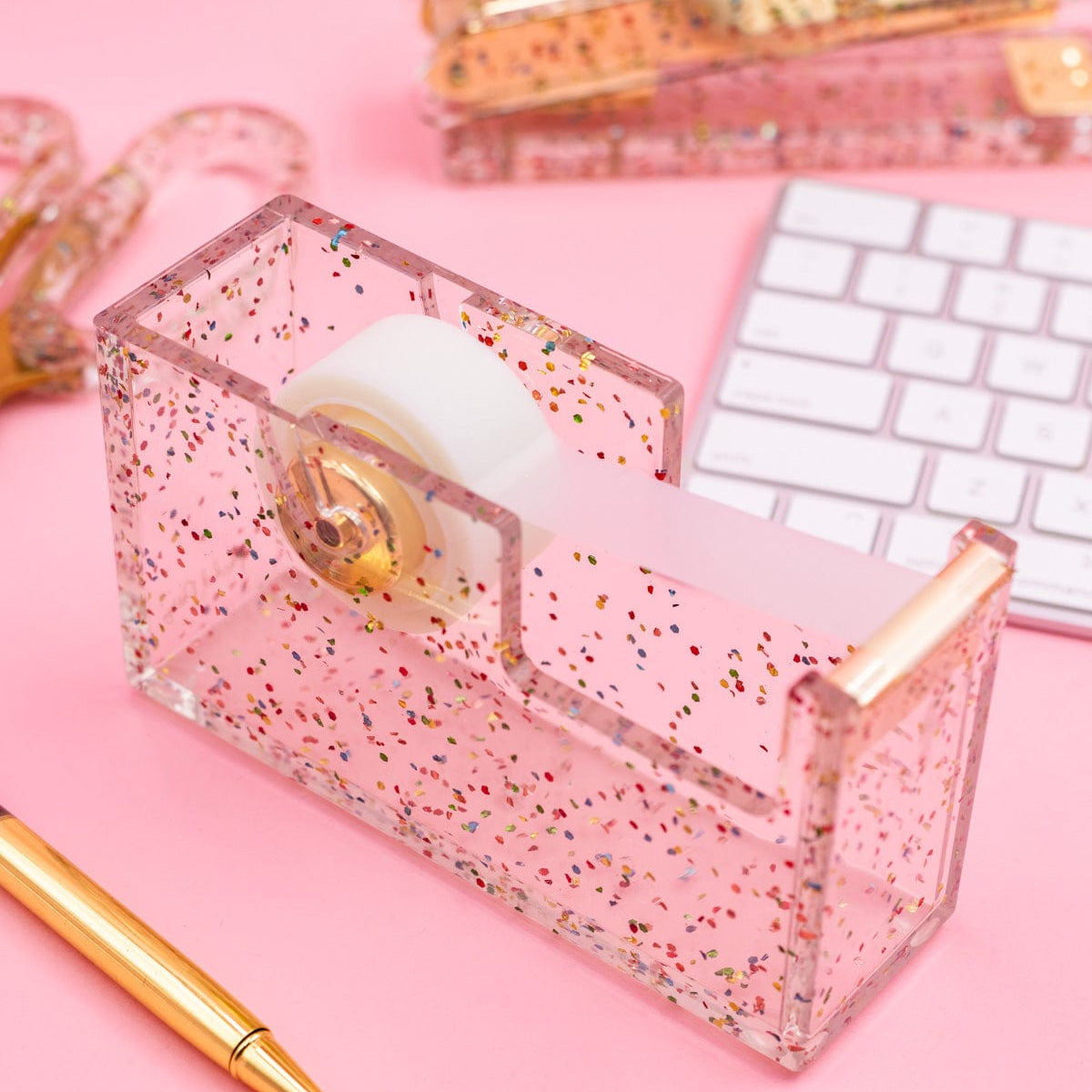 Confetti Injected Acrylic Tape Dispenser