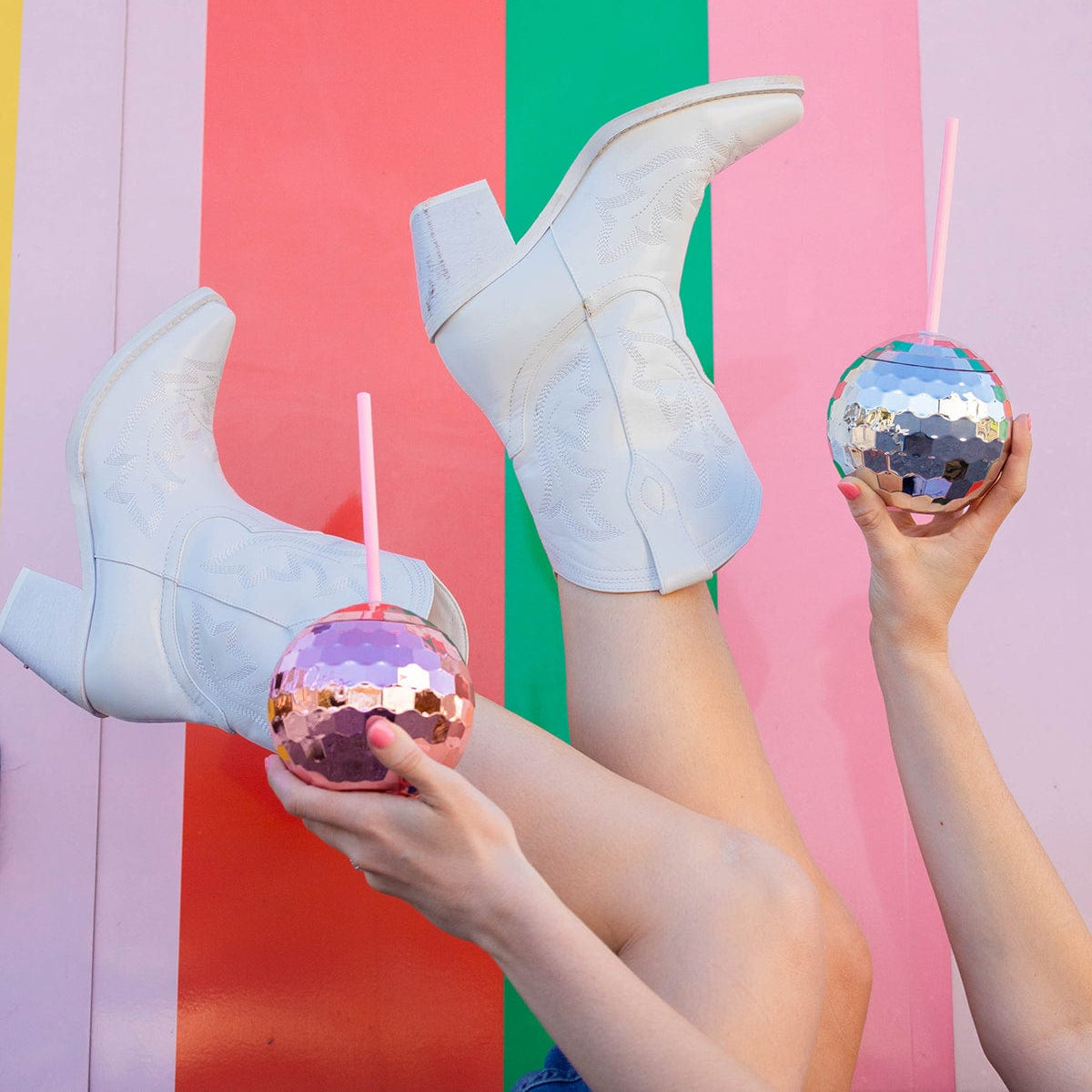 Disco Ball Sipper (silver Or Pink)
