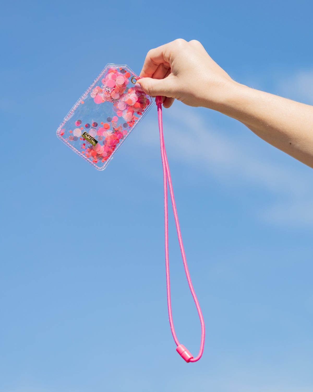 Pink Confetti Id Holder With Lanyard