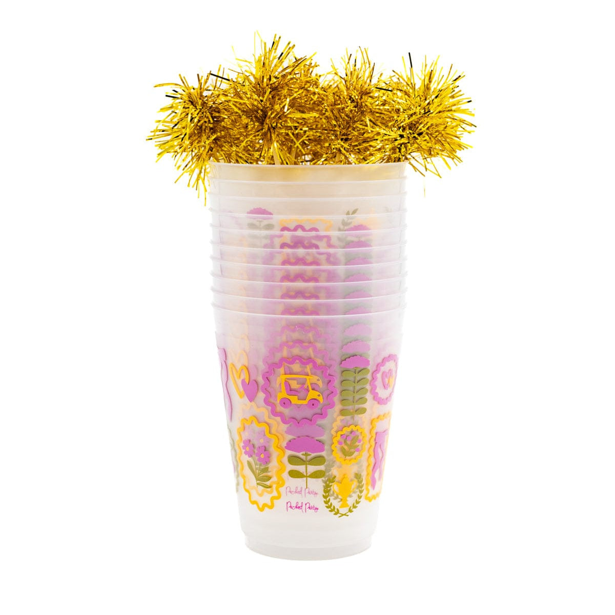Social Club Reusable Party Cups And Pom Stirs (set Of 10)