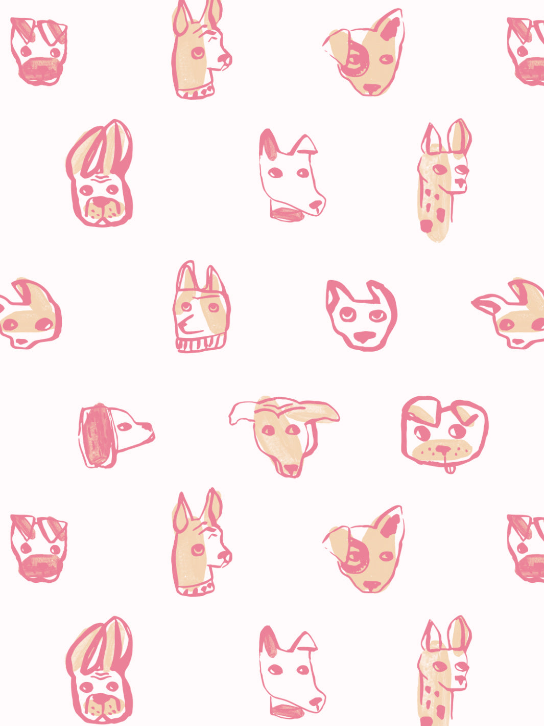 'painted Dogs' Wallpaper By Tea Collection - Pinks