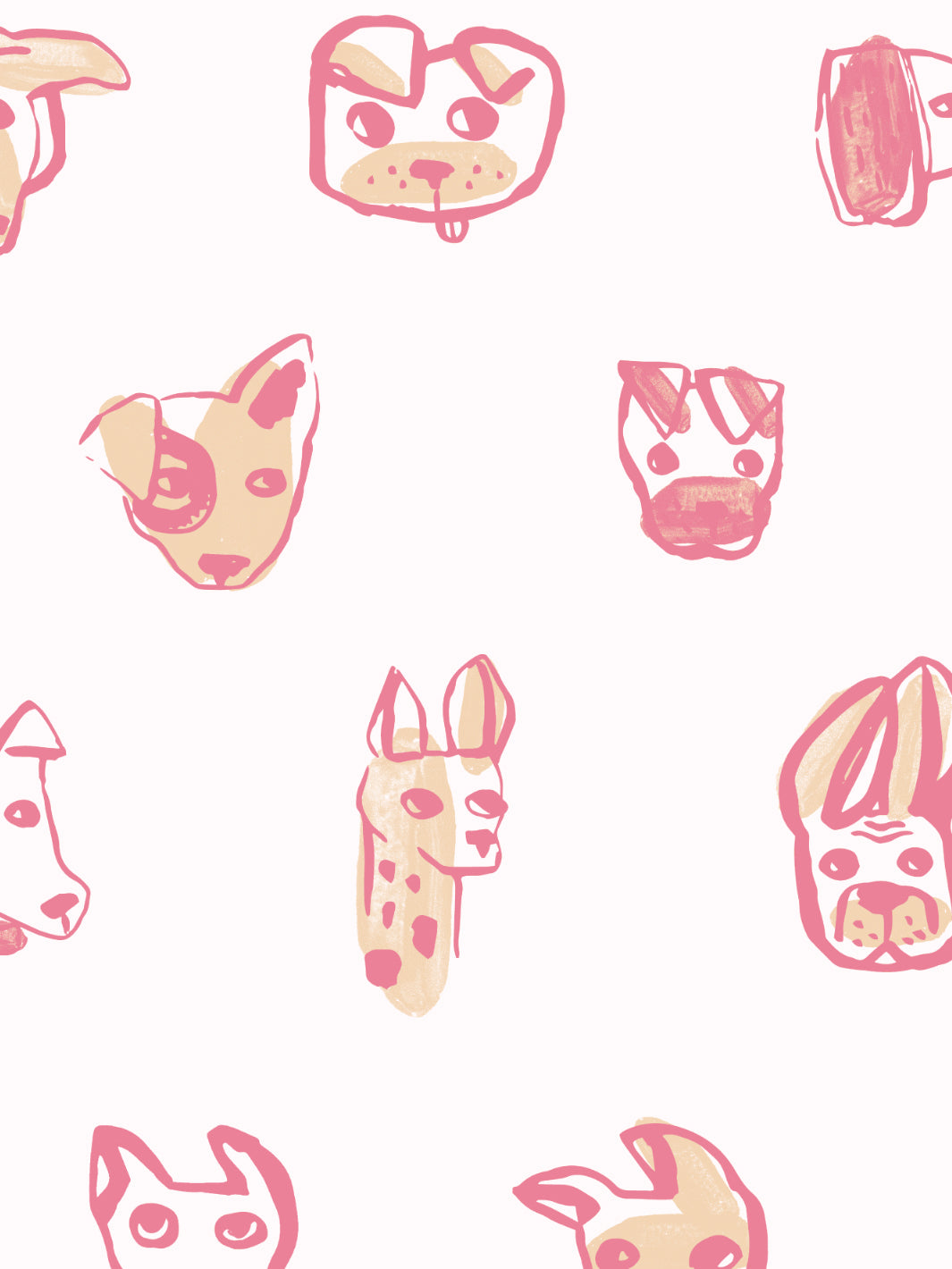 'painted Dogs' Wallpaper By Tea Collection - Pinks