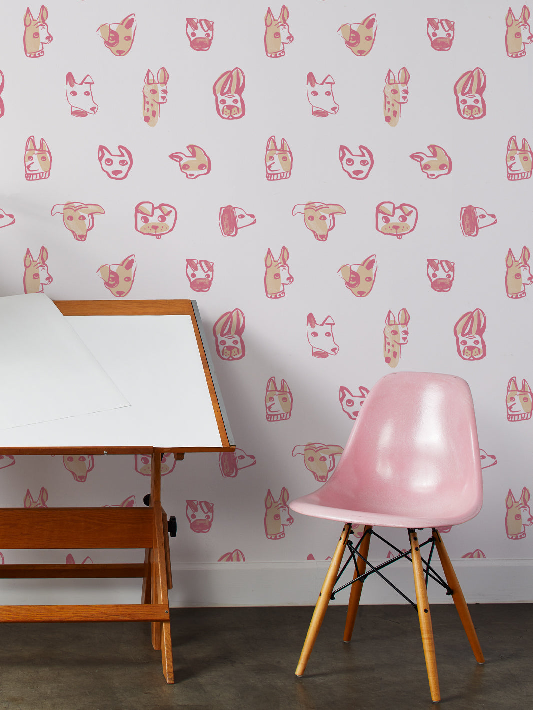 'painted Dogs' Wallpaper By Tea Collection - Pinks