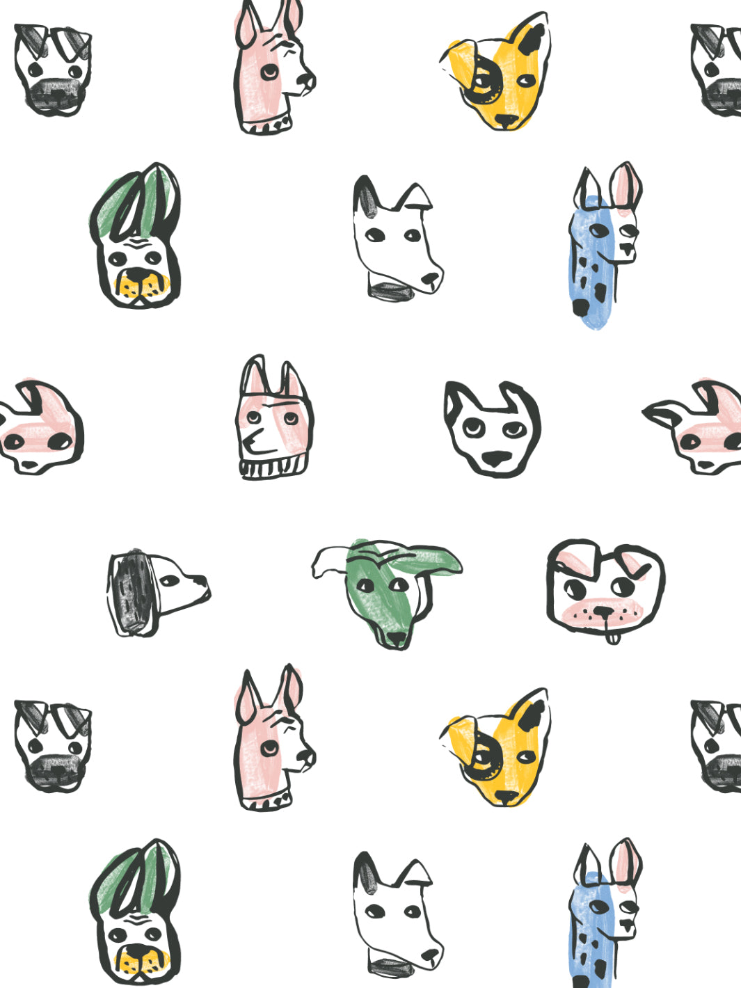 'painted Dogs' Wallpaper By Tea Collection - White