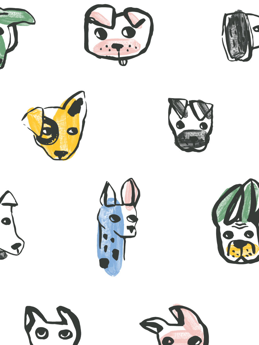 'painted Dogs' Wallpaper By Tea Collection - White