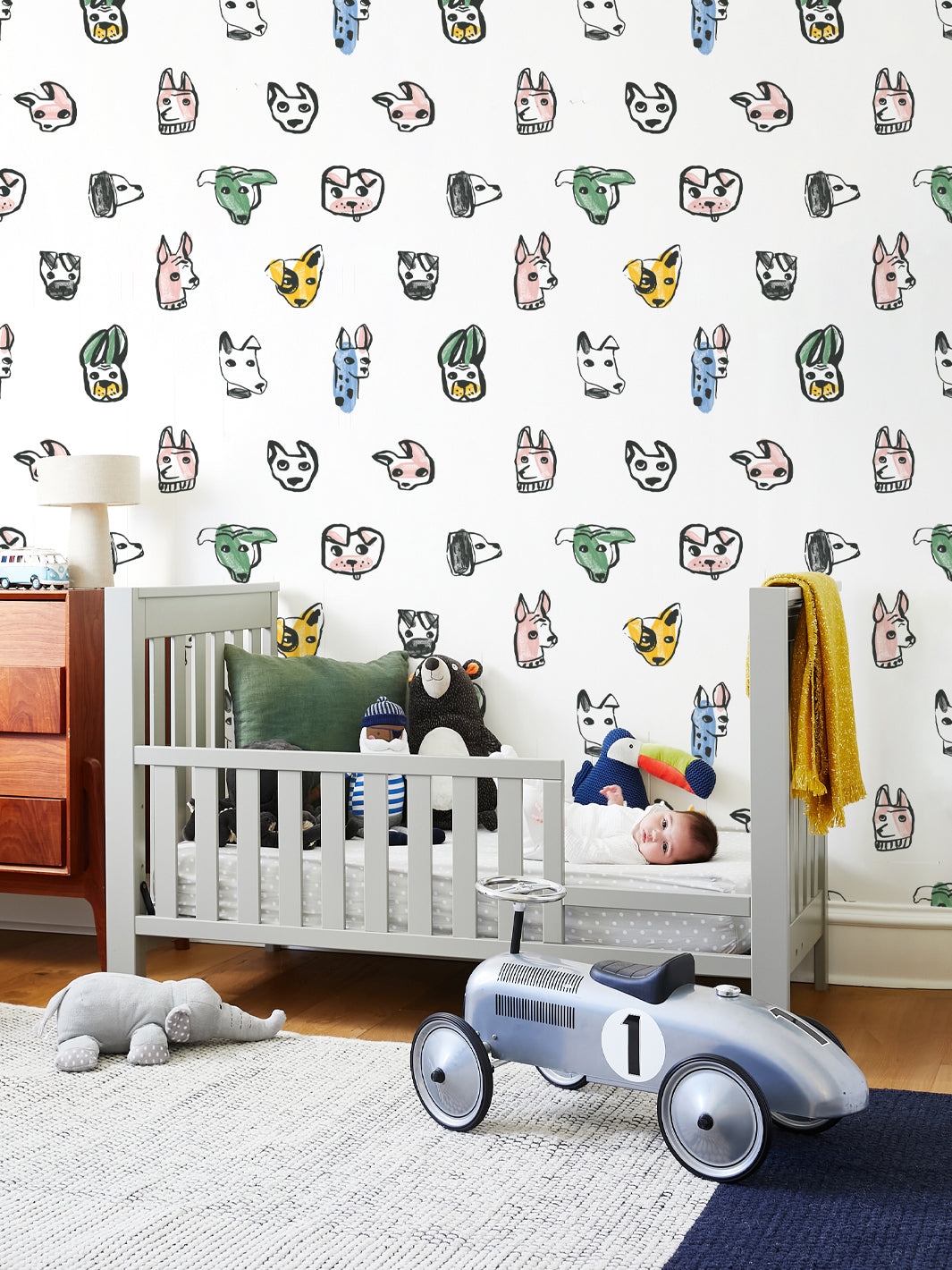 'painted Dogs' Wallpaper By Tea Collection - White