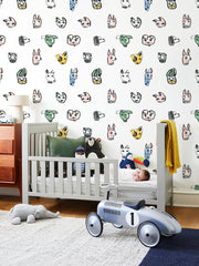 'painted Dogs' Wallpaper By Tea Collection - White