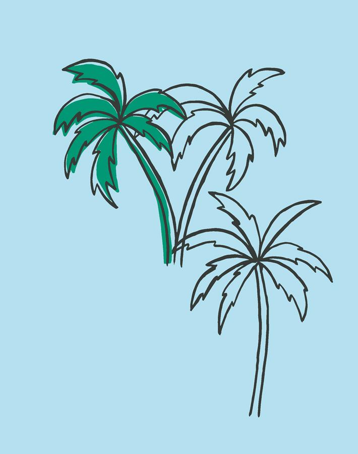'palms' Wallpaper By Tea Collection - Baby Blue