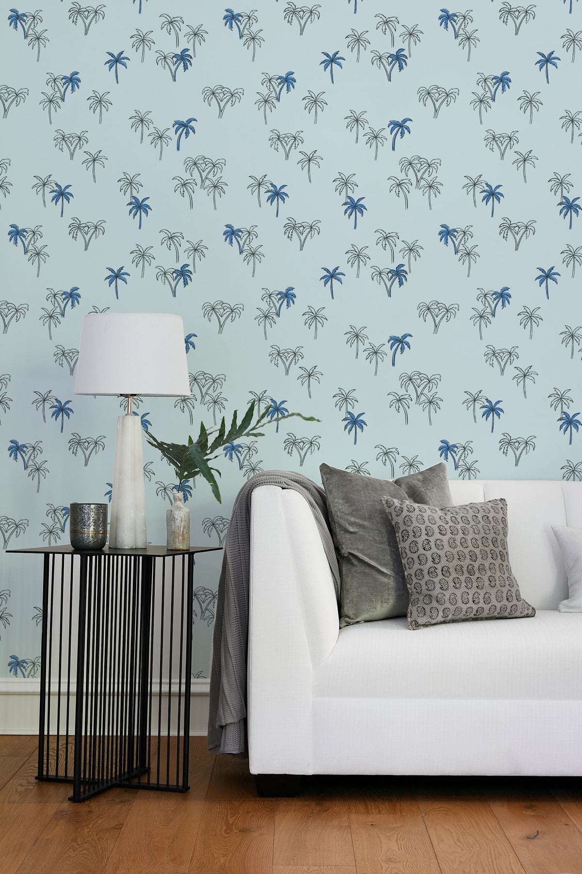 'palms' Wallpaper By Tea Collection - Cerulean