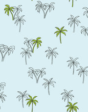 'palms' Wallpaper By Tea Collection - Pale Blue