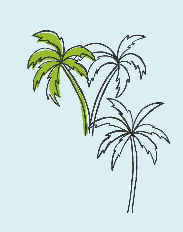 'palms' Wallpaper By Tea Collection - Pale Blue