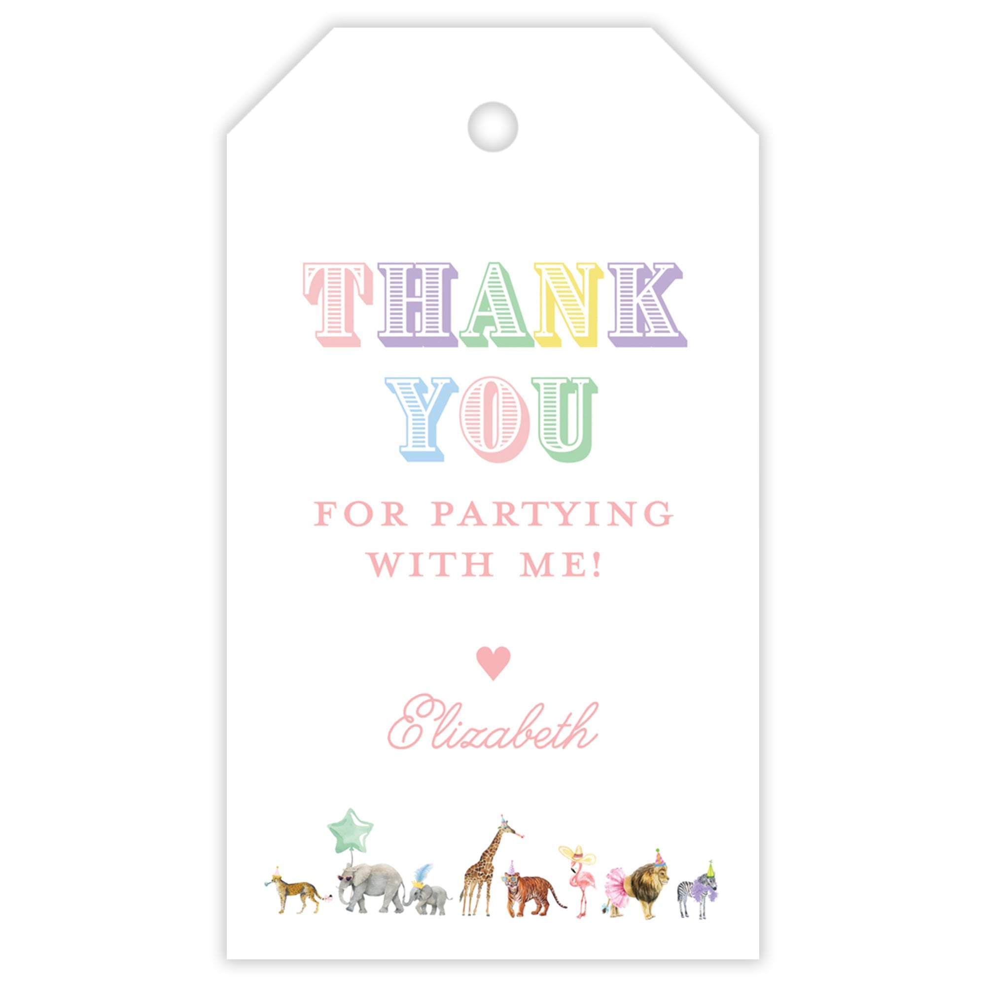 Multi Party Animal Party Favor Tag
