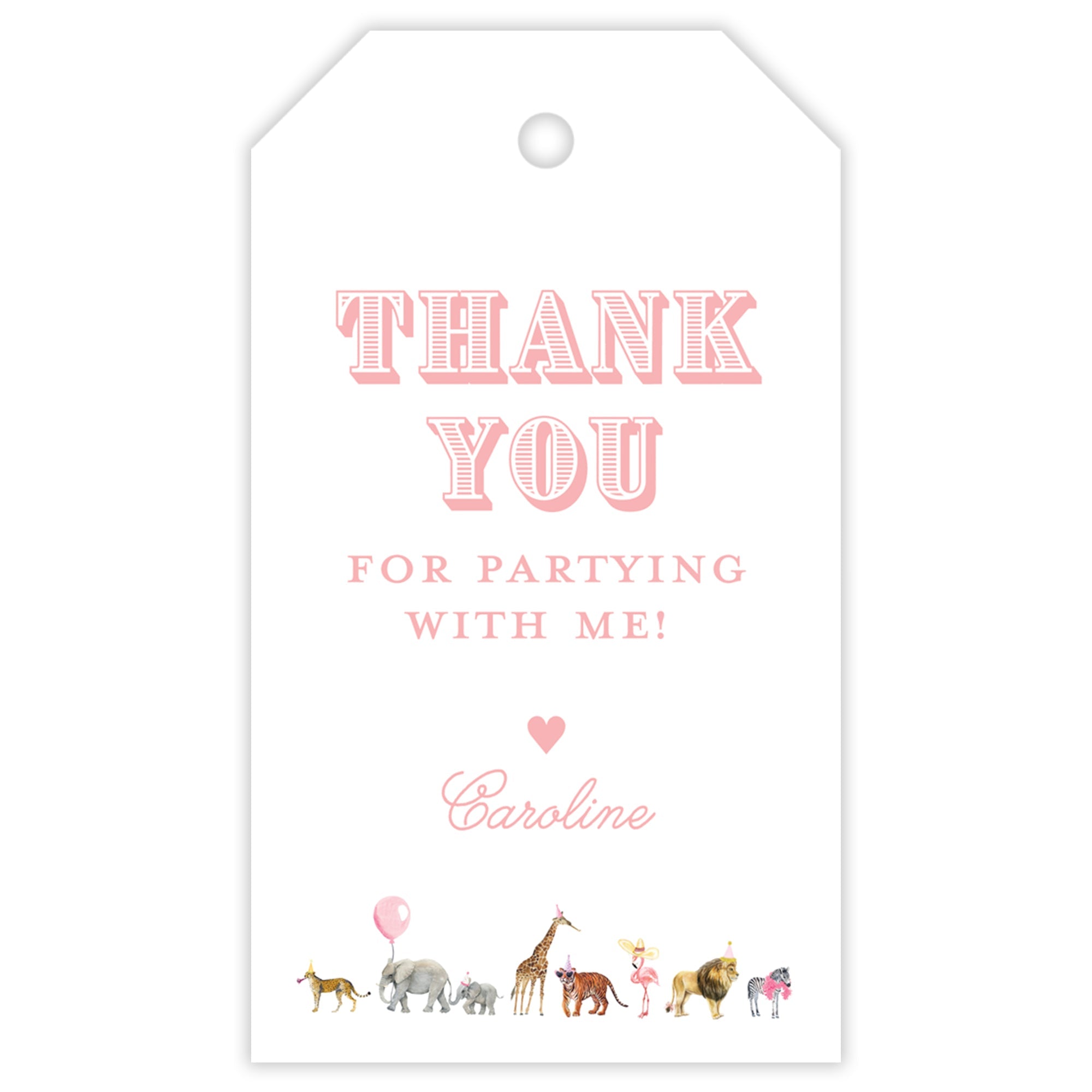 Pink Party Animal Party Favor Tag