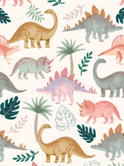 'pastel Dino' Wallpaper By Meri Meri - Off White