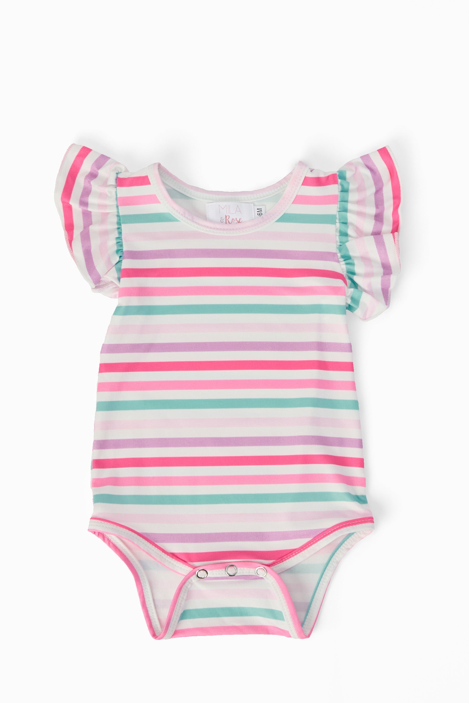 Pastel Stripes S/s Flutter Bodysuit
