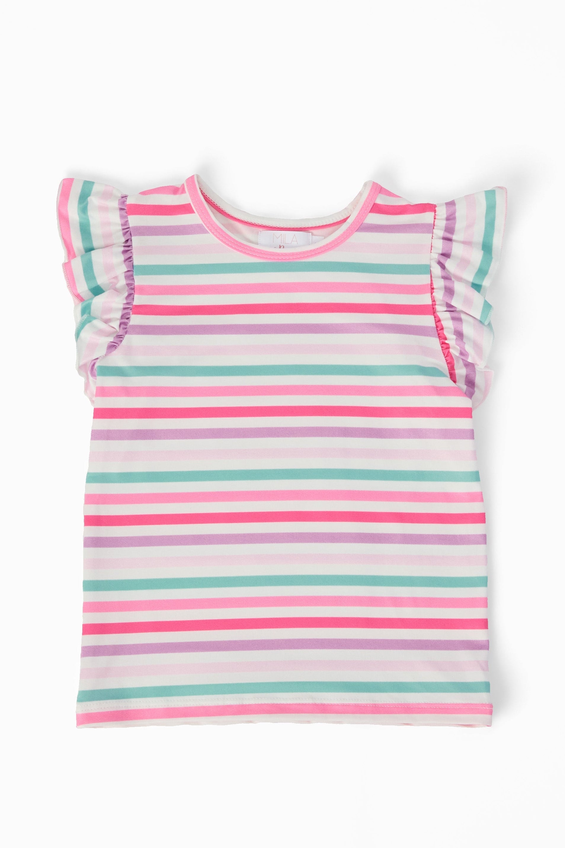 Pastel Stripes S/s Ruffle Tee