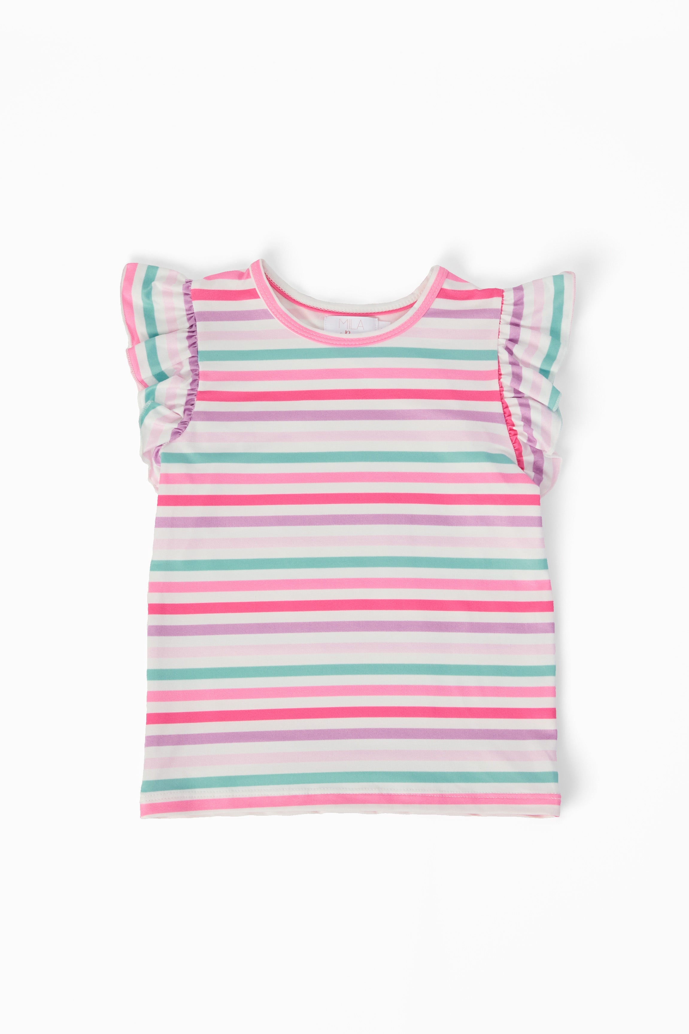 Pastel Stripes S/s Ruffle Tee