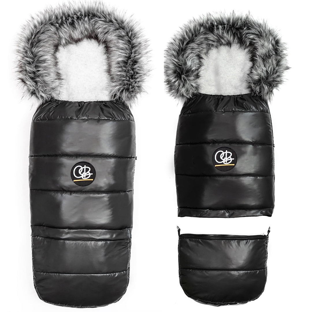 Pastel Black Organic Premium Gray Wool Adjustable Footmuff