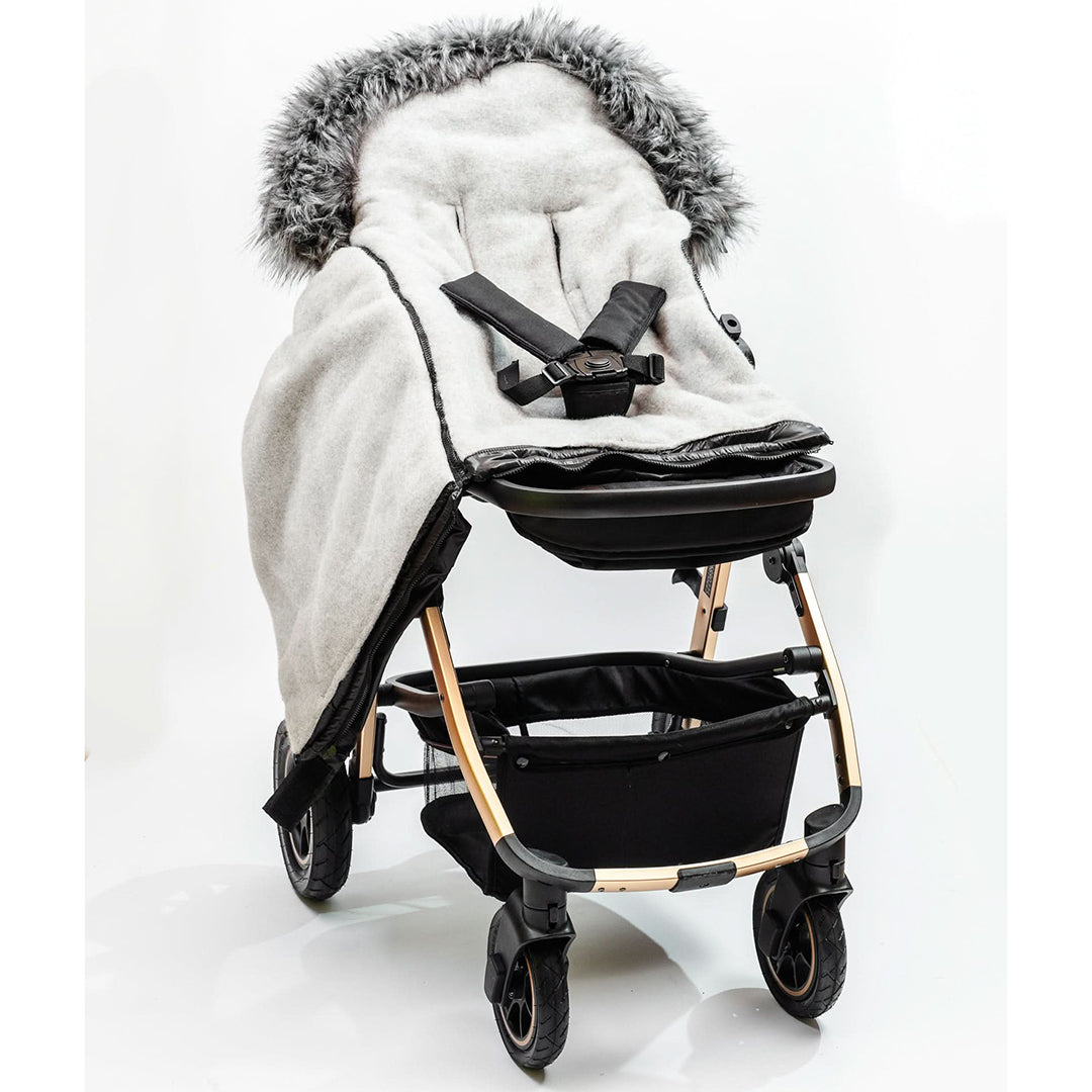 Pastel Black Organic Premium Gray Wool Adjustable Footmuff