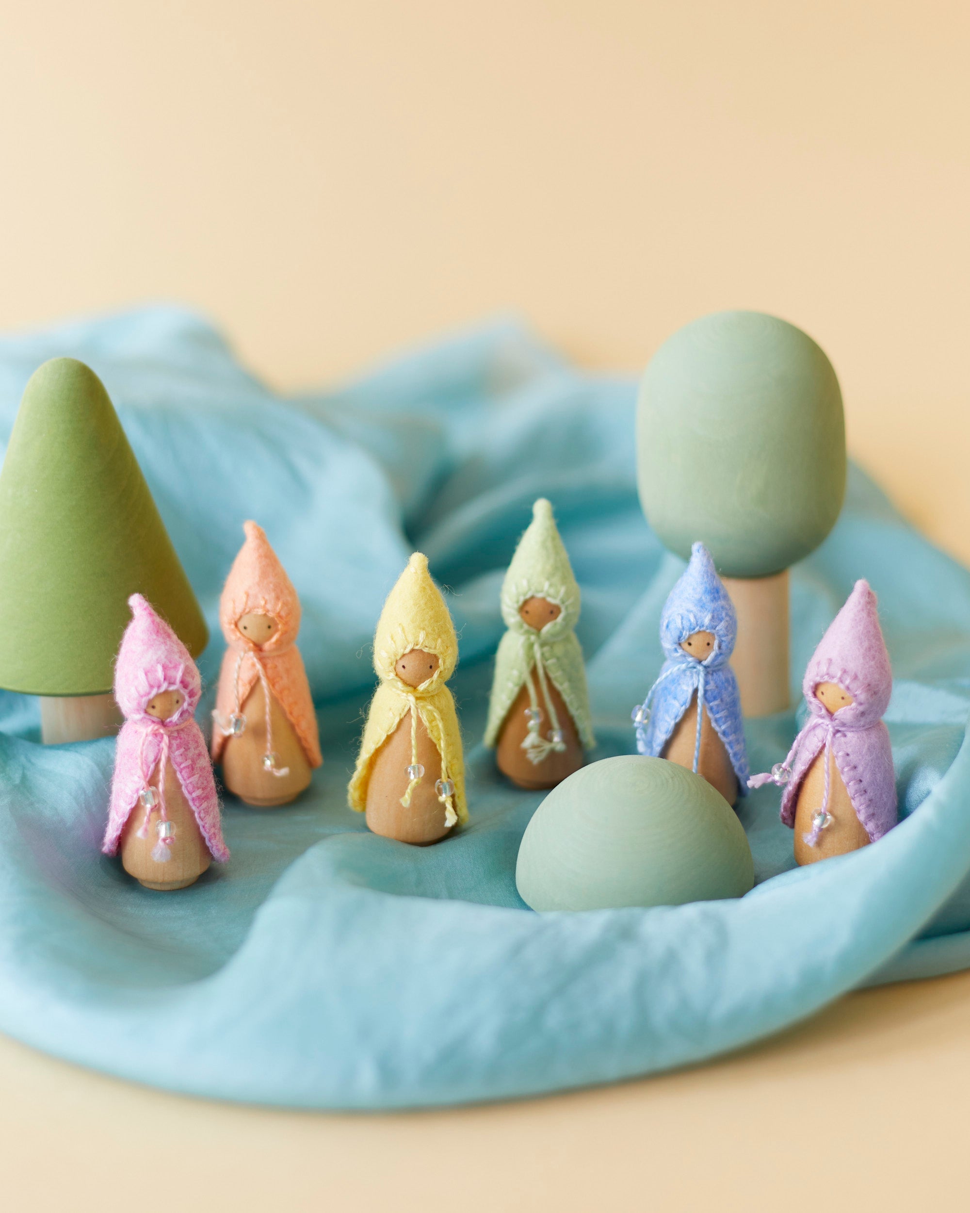 Mini Pastel Blue Wooden Gnome