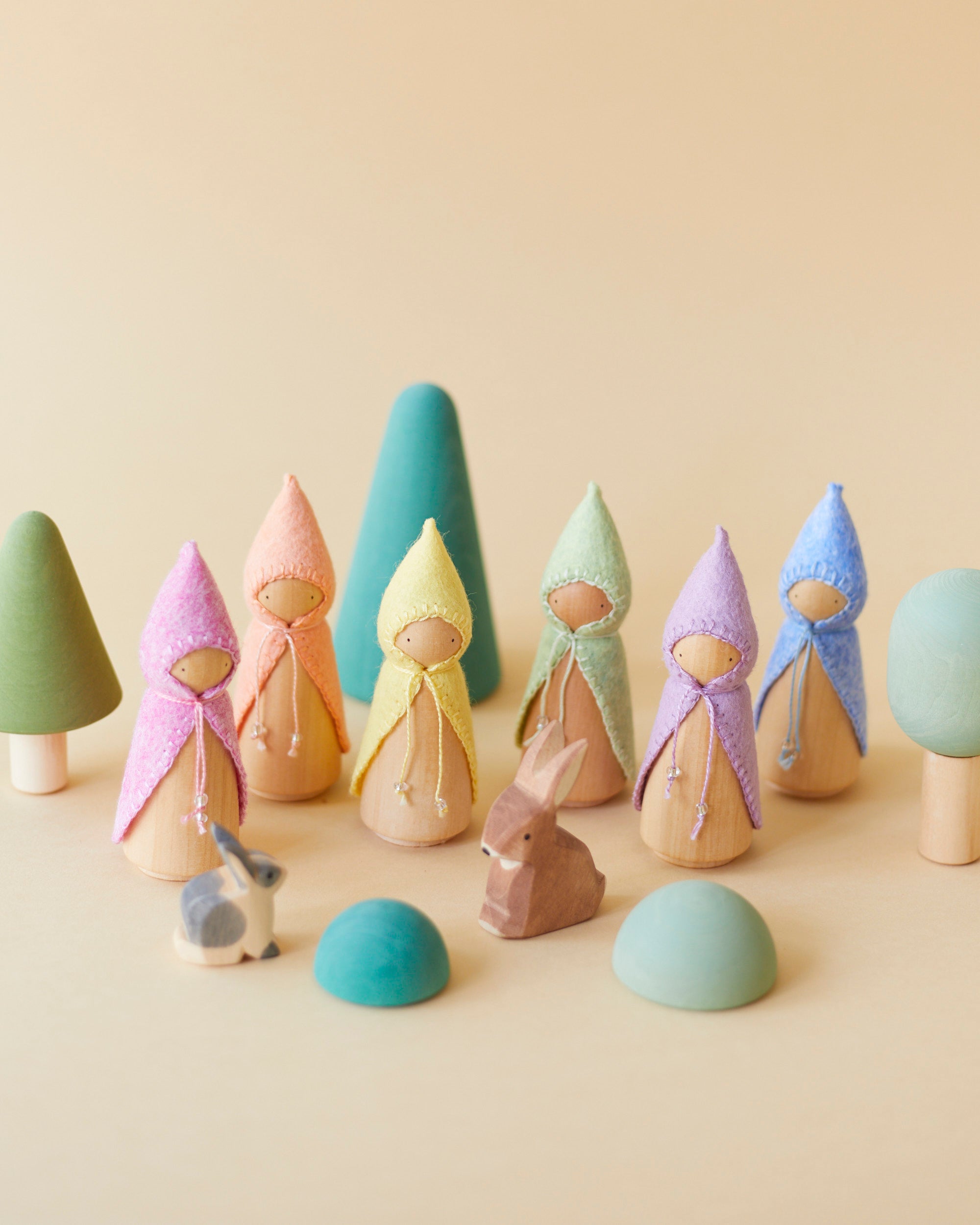Pastel Blue Wooden Gnome