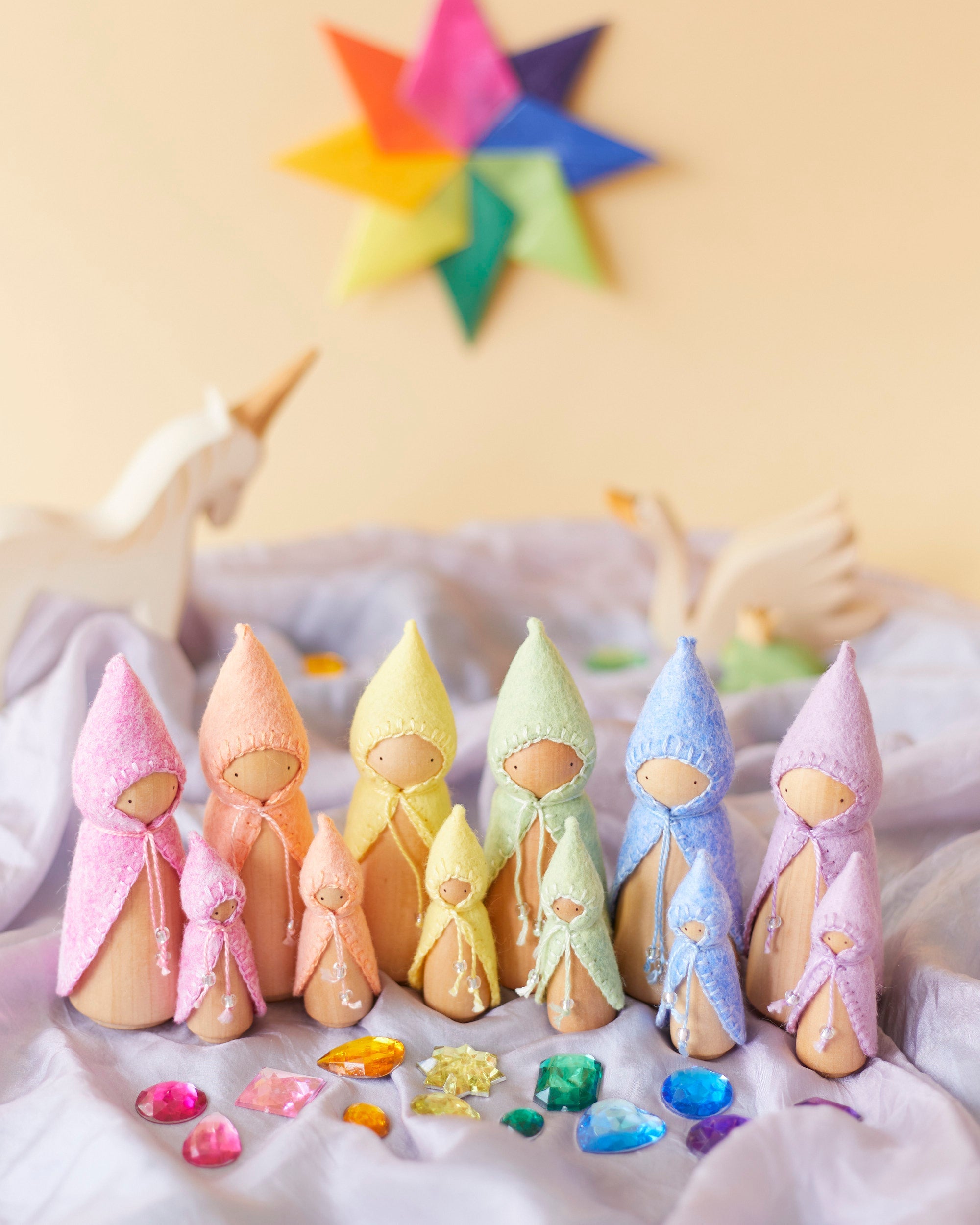 Mini Pastel Blue Wooden Gnome