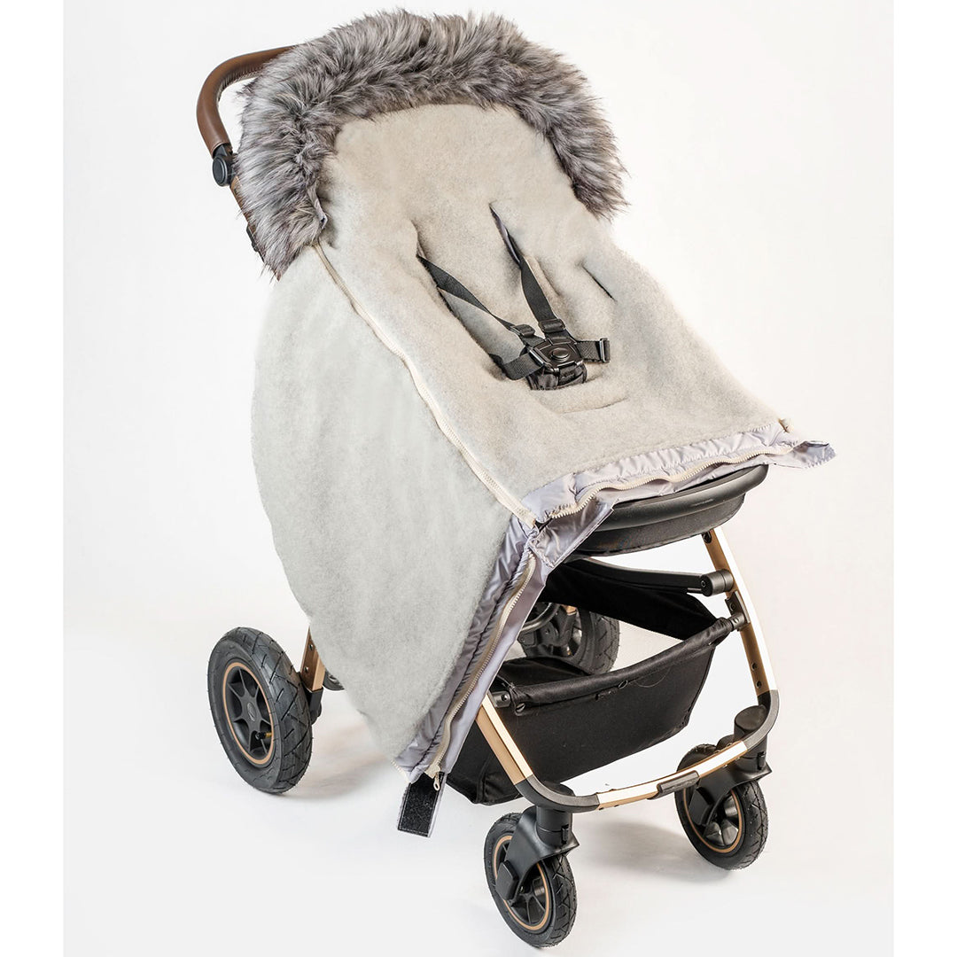 Pastel Gray Organic Premium Gray Wool Adjustable Footmuff