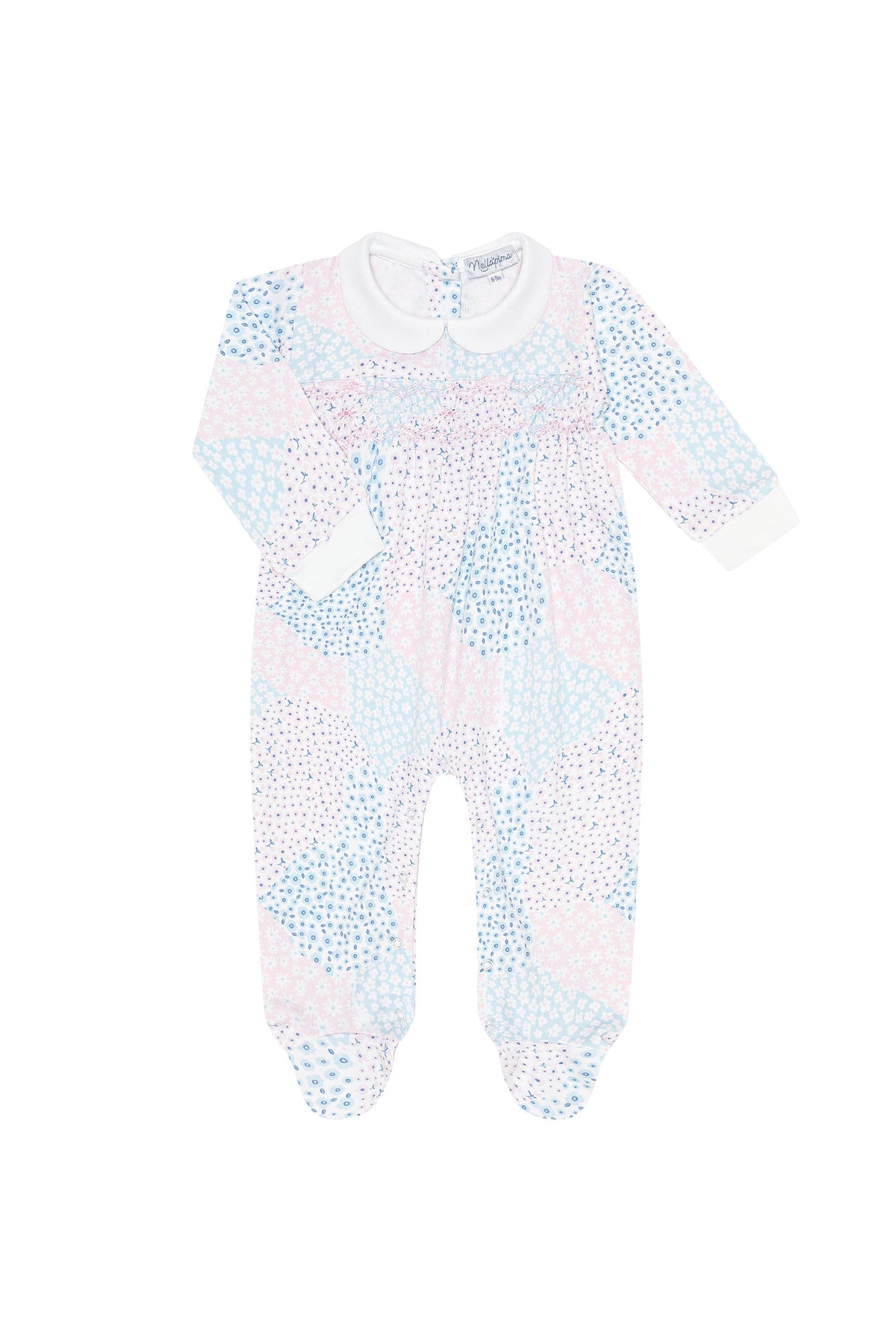 Patchwork Smocked Footie