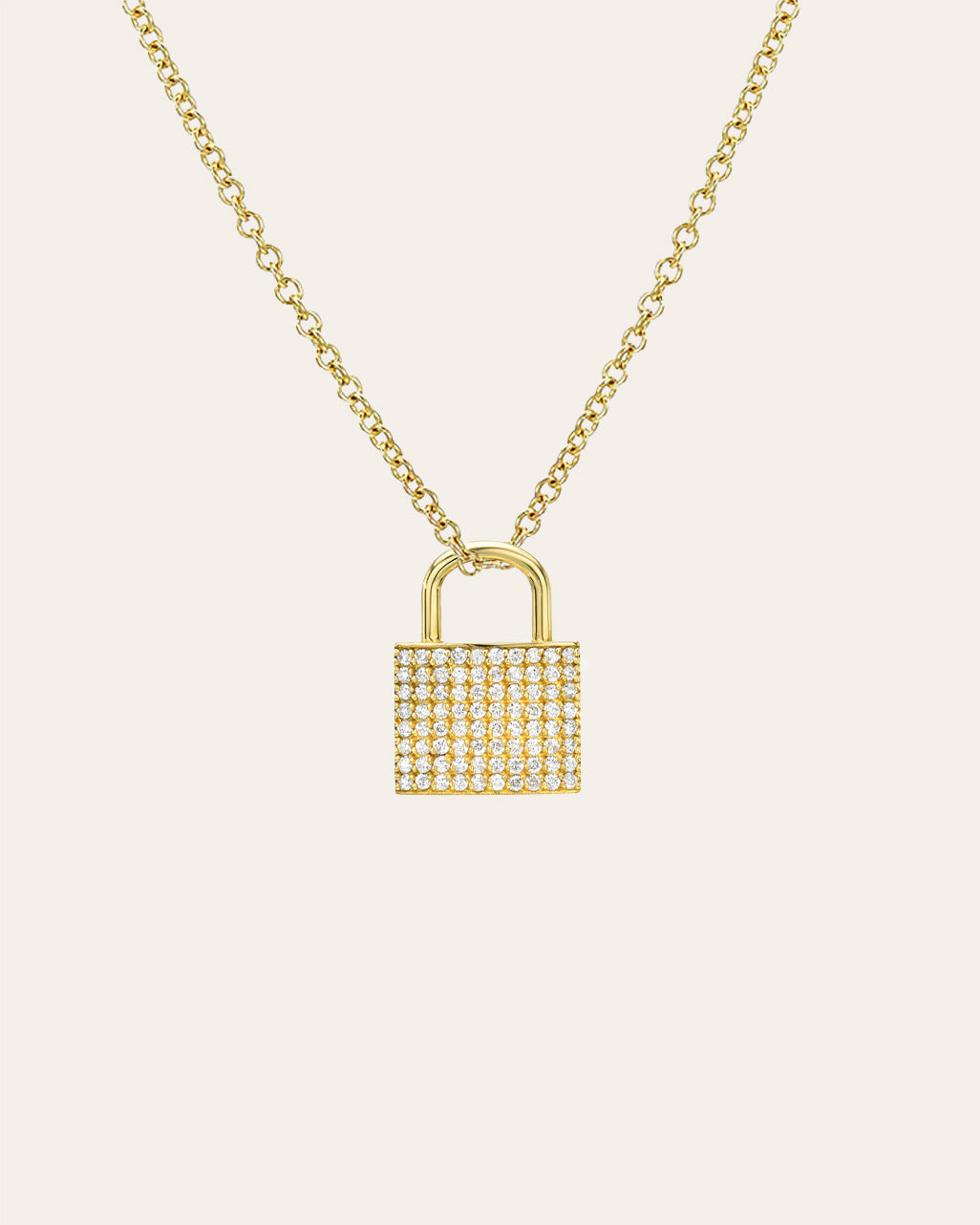 Pave Diamond Lock Necklace