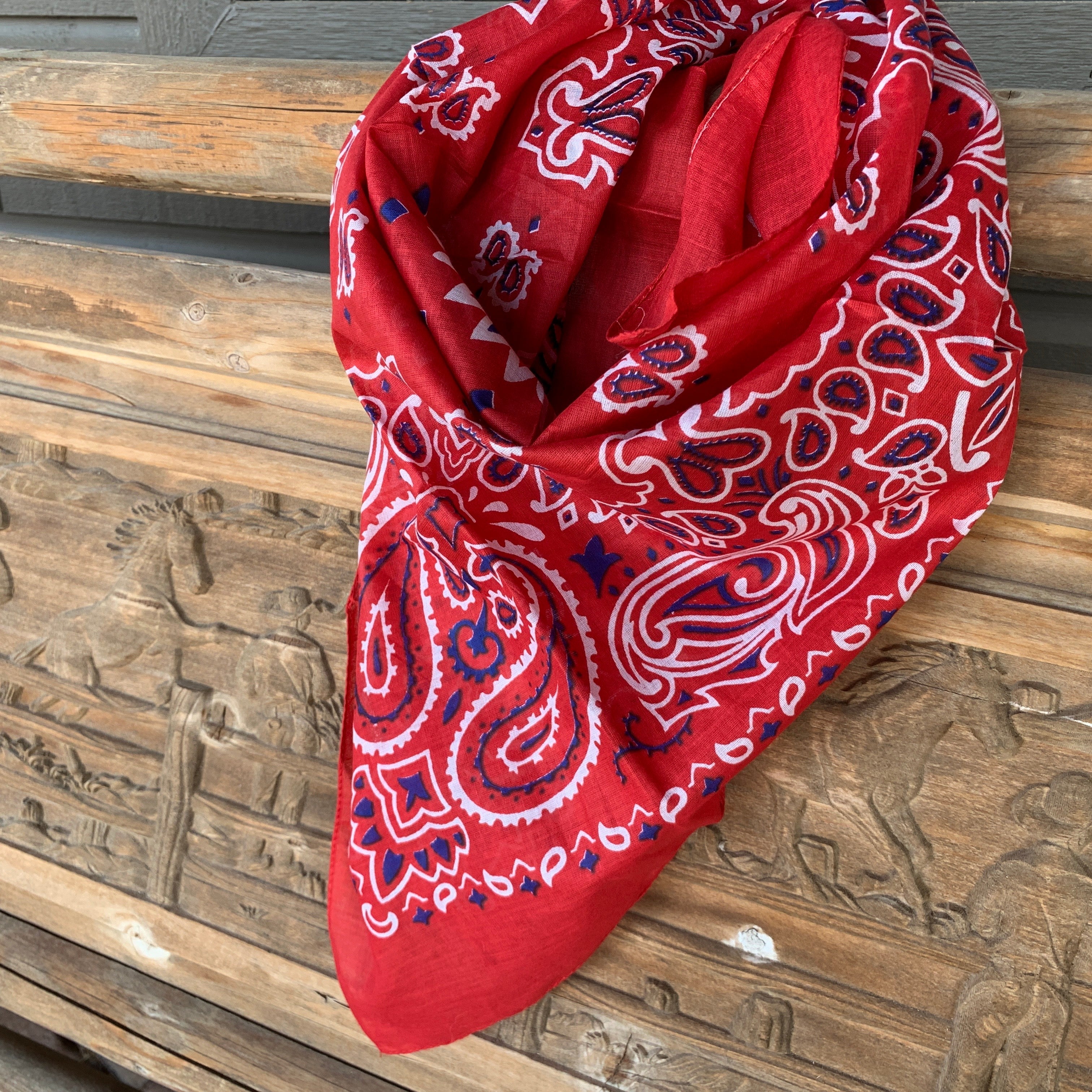 Red Bandana Print Oversized Scarf